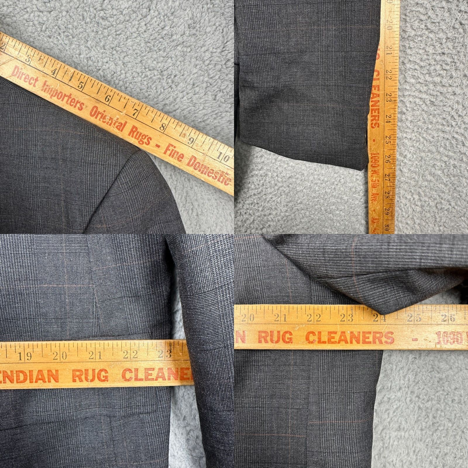 Chaps VINTAGE Chaps Ralph Lauren Mens 46R Sport Coat Blazer Grey Plaid Wool Two-Button Notch Lapel Business Casual Jacket Size 46R - 8 Thumbnail