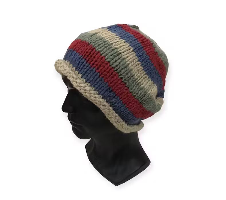 image of Multicolour Knit Beanie Hat, Men's