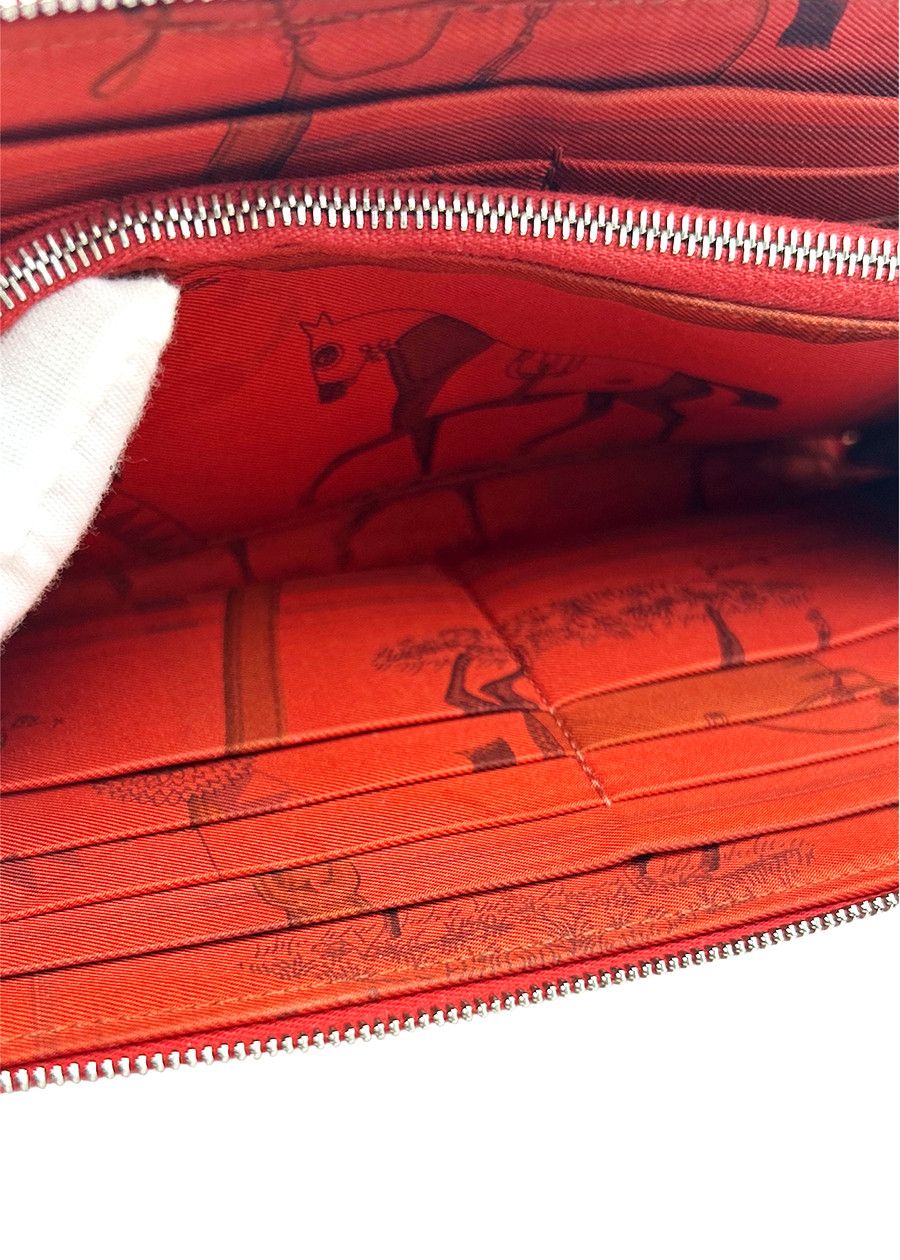 Hermes Hermès Long Leather Wallet Azap Silk in Round Zip Red Size ONE SIZE - 9 Thumbnail