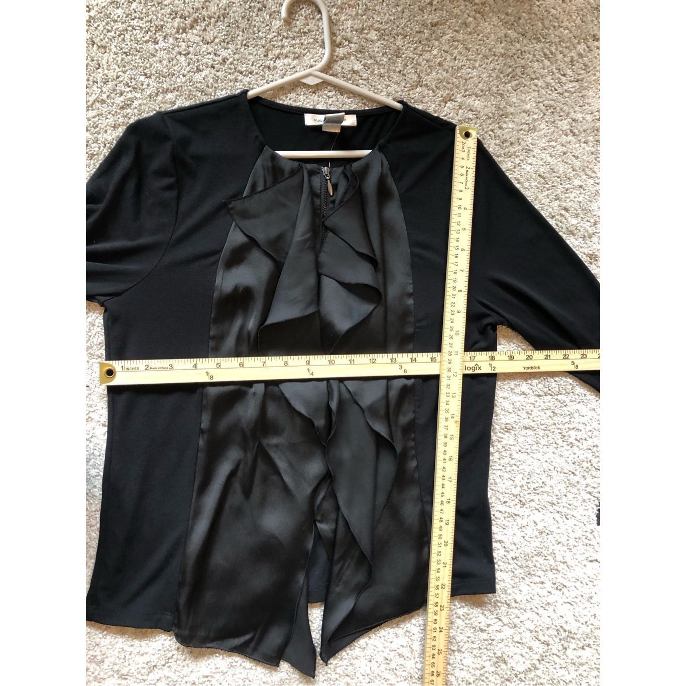 Other August Silk Women’s Black Elegant Ruffle Front Hidden Zip Up Size L / US 10 / IT 46 - 8 Thumbnail