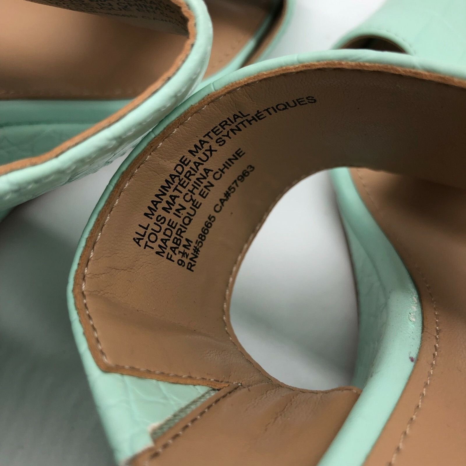 Nordstrom 14th & Union Sandals Wedge Heel Slip On Open Toe Faux Leathe Size US 9.5 / IT 39.5 - 5 Thumbnail