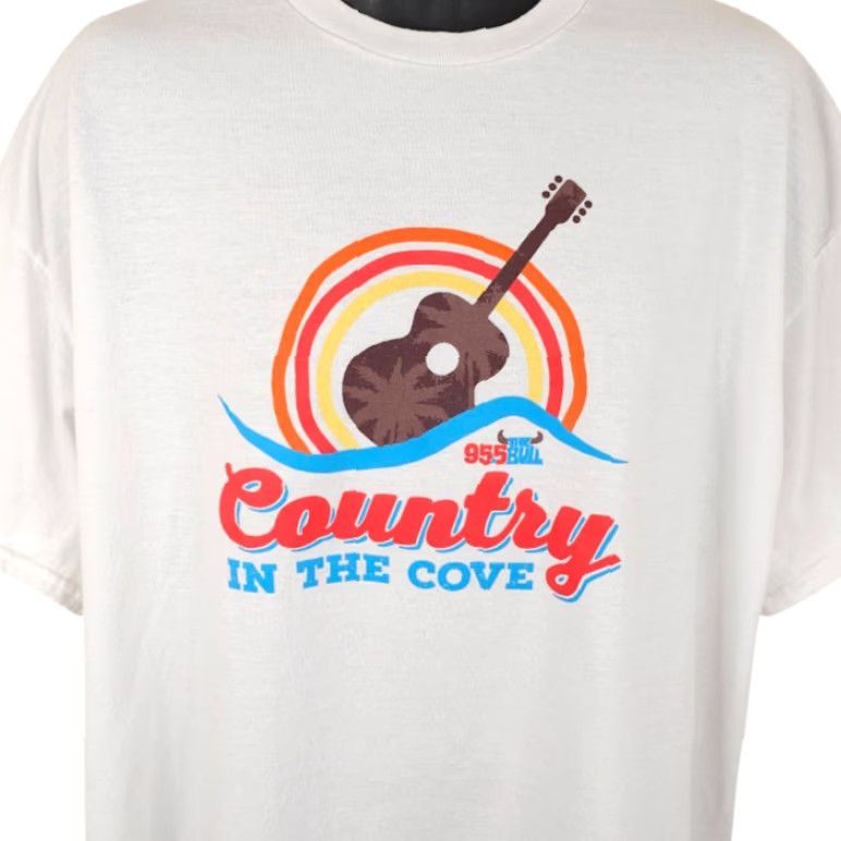 Gildan VINTAGE 95.5 The Bull T Shirt Mens 2XL White Country In The Cove Las Vegas Radio Station Gildan Crew Neck Short Sleeve Cotton Blend Regular Mens Size US XXL / EU 58 / 5 - 2 Thumbnail