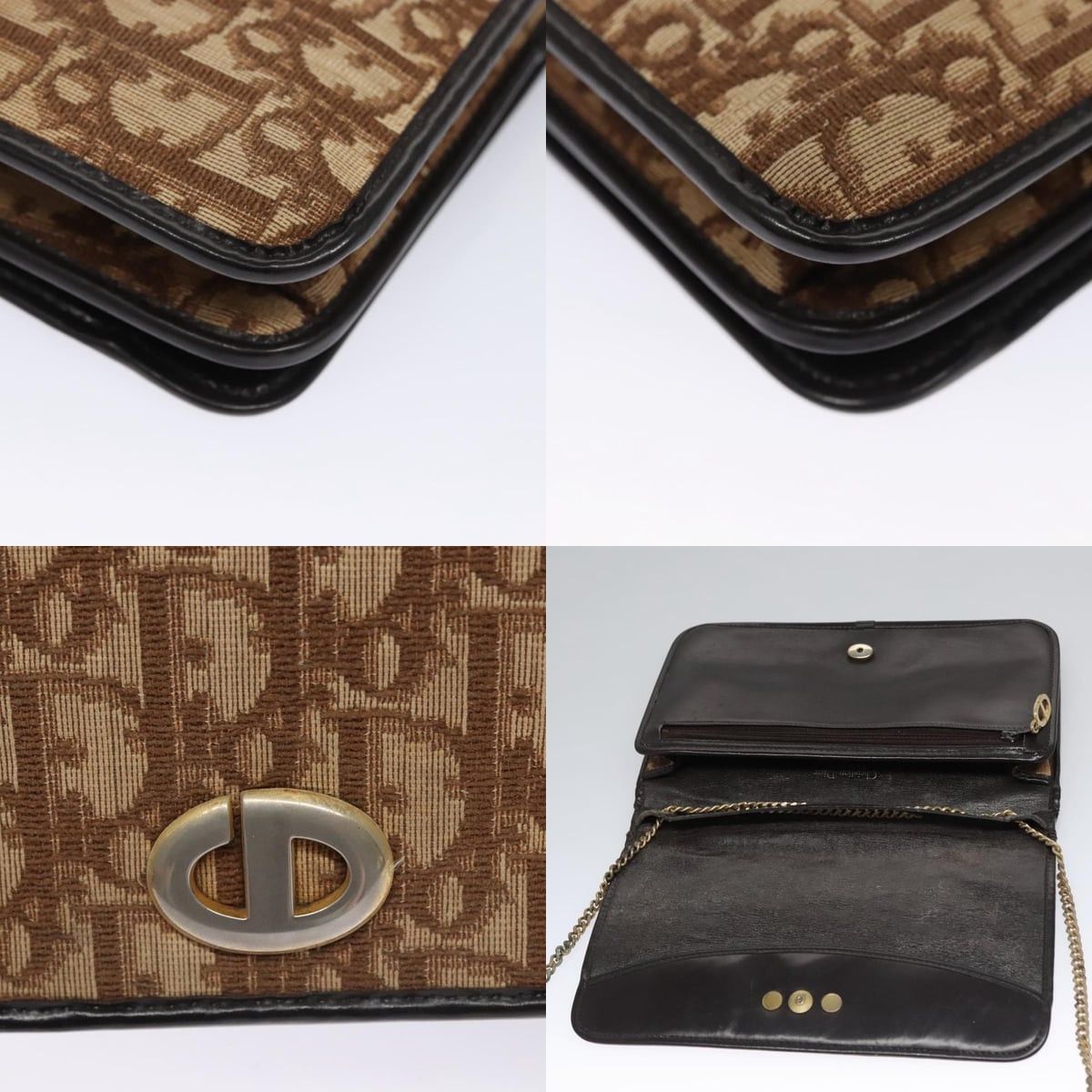 Dior DIOR Trotter Canvas Chain Shoulder Bag Brown Gold Size ONE SIZE - 11 Thumbnail
