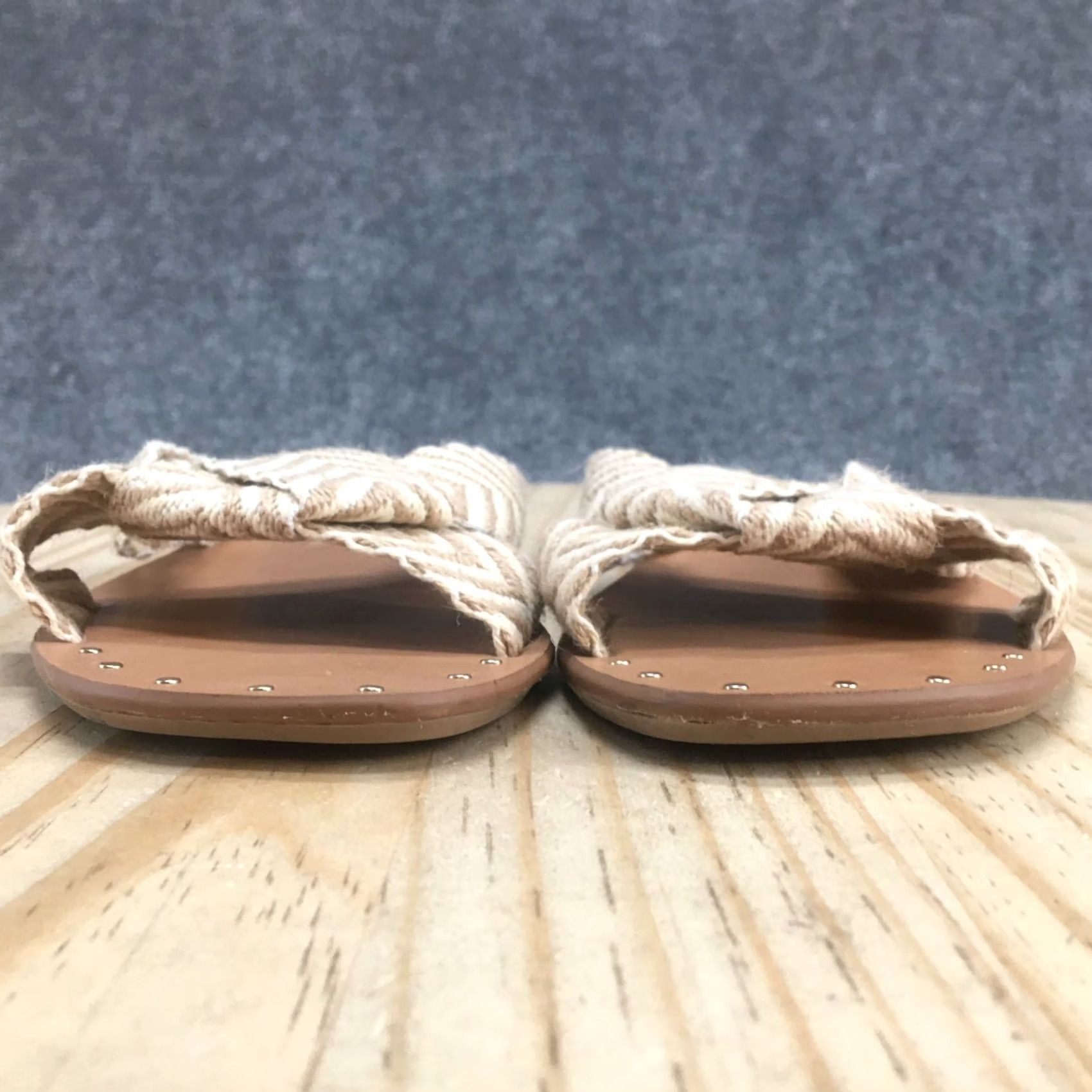 Vintage Universal Thread Sandals Women 8.5 Chevron Print Knotted Slide Beige Flat Size US 9 / IT 39 - 7 Thumbnail