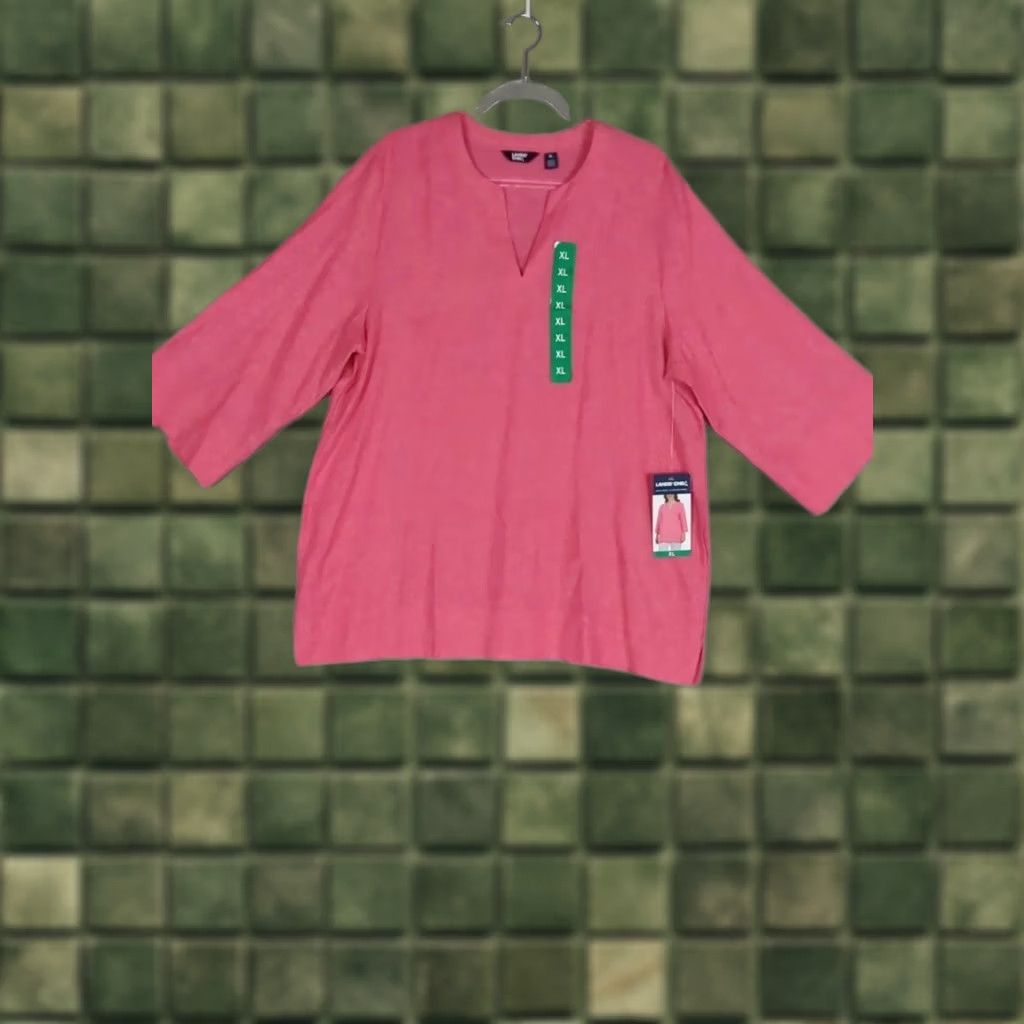Lands' End Lands' End Pink Linen Blend Tunic Shirt Size XL 3/4 Sleeve lagenlook Casual Women Size XL / US 12-14 / IT 48-50 - 1 Thumbnail
