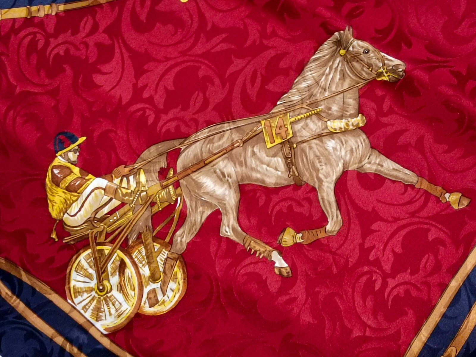 Other JEAN PAREL Paris Horse Jockey Blue Red Gold Silk Scarf Size ONE SIZE - 7 Thumbnail