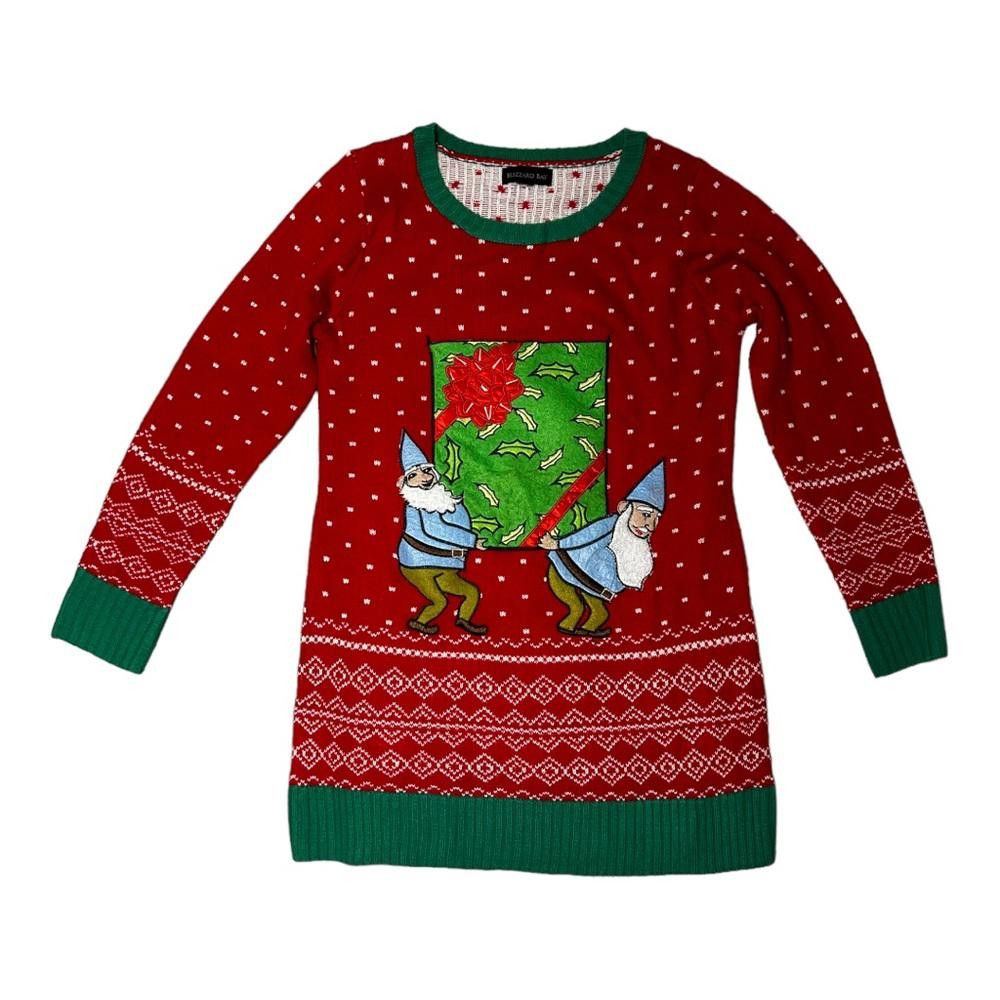 Designer Elves Holding Present Pouch Ugly Holiday Sweater Medium Size M / US 6-8 / IT 42-44 - 2 Thumbnail
