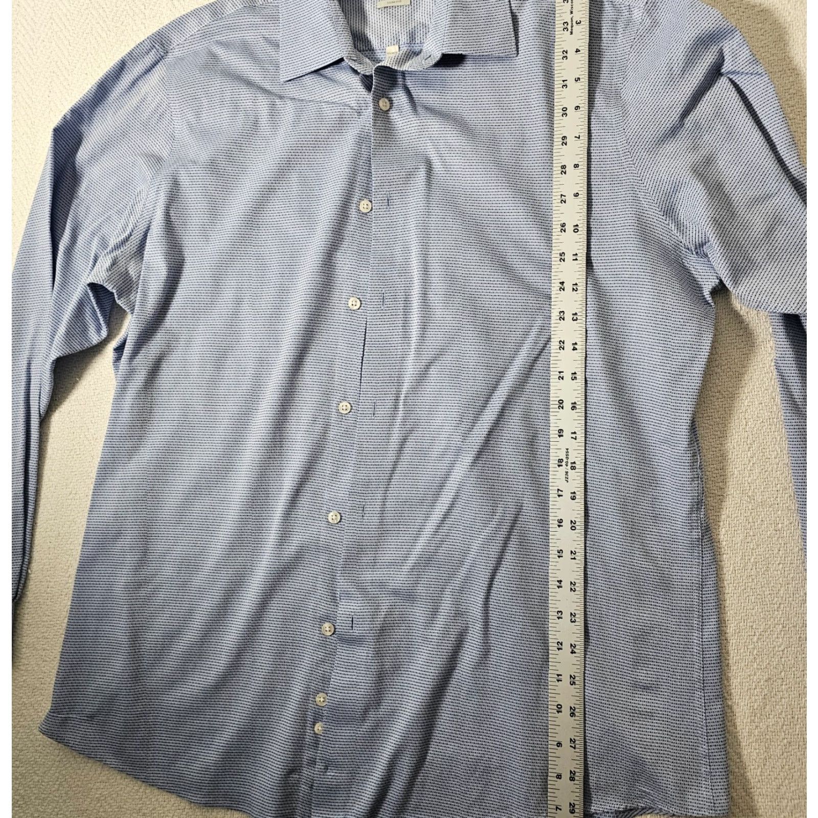 Perry Ellis PERRY ELLIS Dress Shirt Mens 16.5 Slim Fit Long Sleeve Blue Geometric Modern Size 42R - 4 Thumbnail