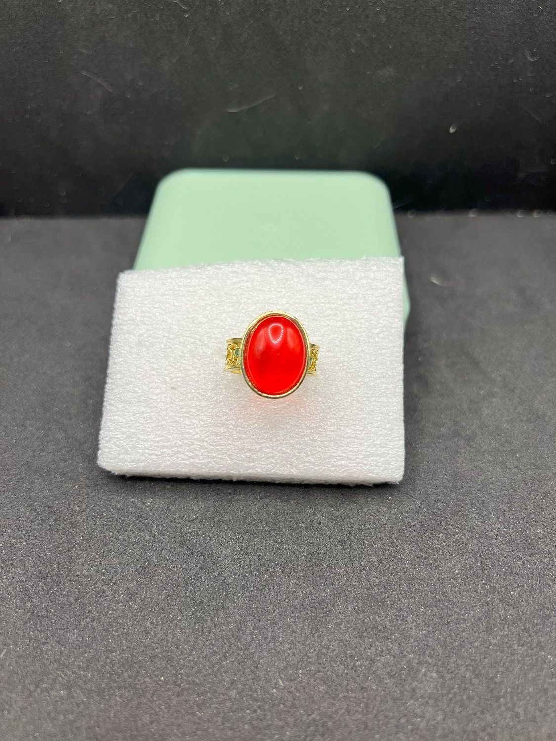 Jewelry Red Crystal Gold Open Back Ring - Size 6.5 Size ONE SIZE - 1 Thumbnail