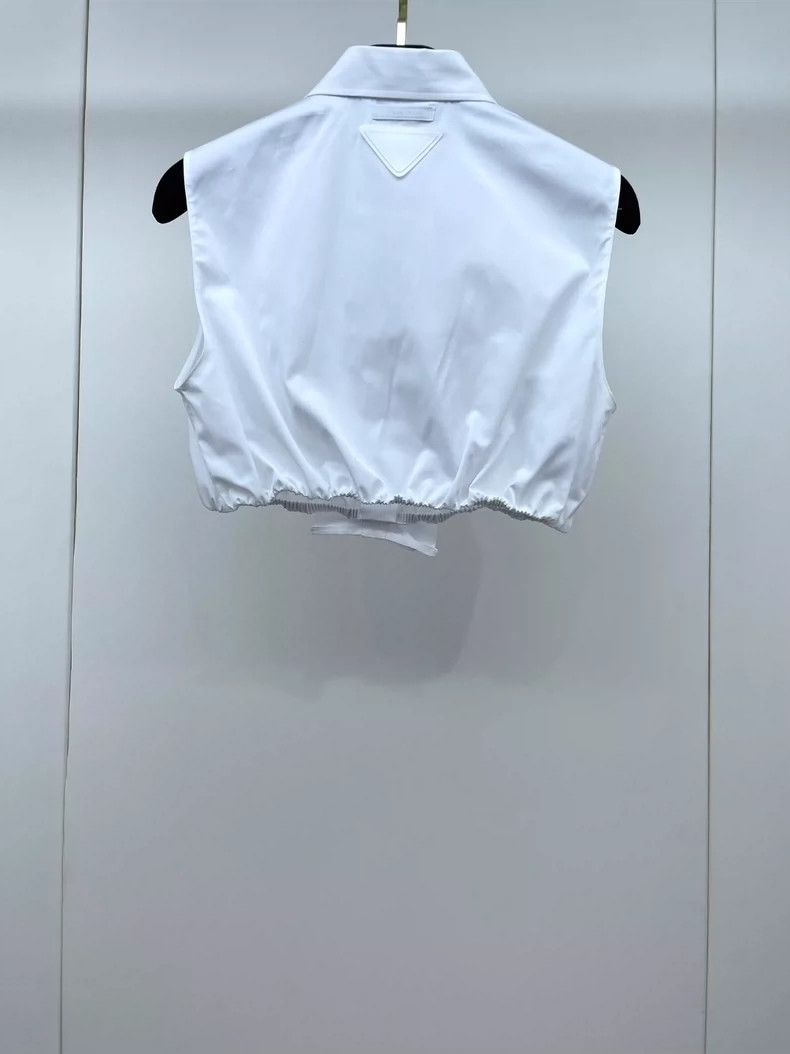 Prada Prada White pleated short sleeveless vest 2505-Nextarrow Size XS / US 0-2 / IT 36-38 - 2 Thumbnail