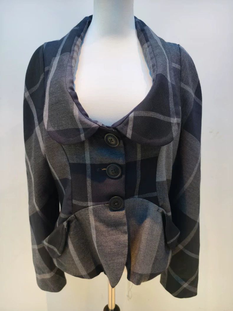 Vivienne Westwood Vivienne Westwood A black and gray checkered floral collar Size L / US 10 / IT 46 - 1 Thumbnail