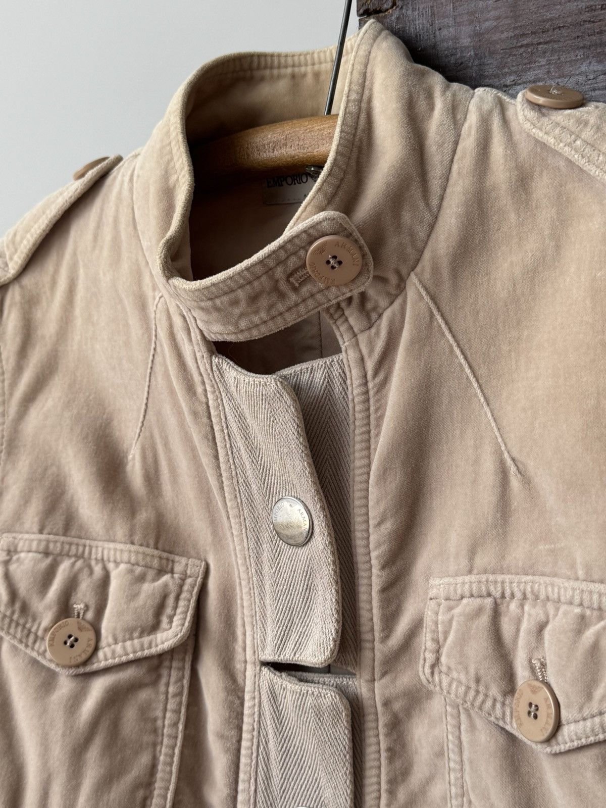 Emporio Armani × Vintage Emporio Armani Women’s Utility Velour Jacket Size S / US 4 / IT 40 - 2 Thumbnail