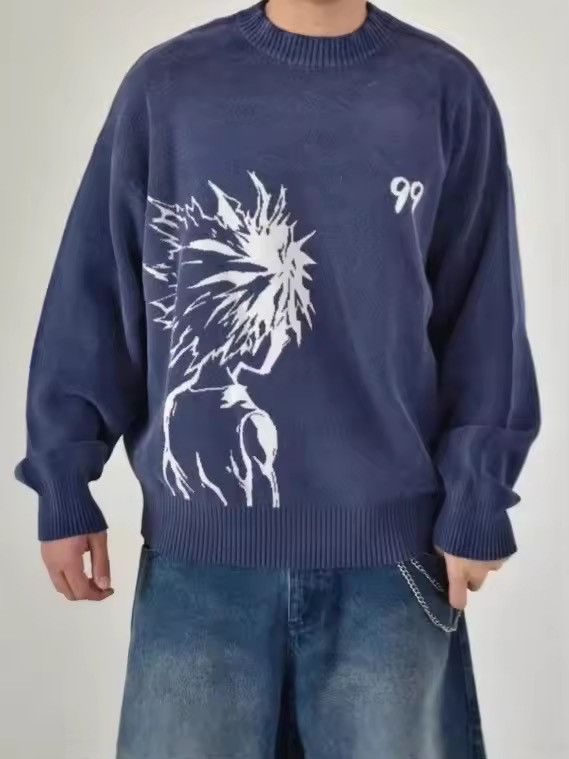 Vintage Anime Pattern Jacquard Graphics Printed Long Sleeve Shirt Size US XL / EU 56 / 4 - 1 Thumbnail