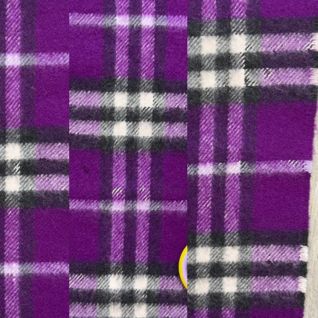 Burberry × Vintage Vintage Burberry Nova Check Purple 100% Cashmere Scarf Size ONE SIZE - 7 Thumbnail