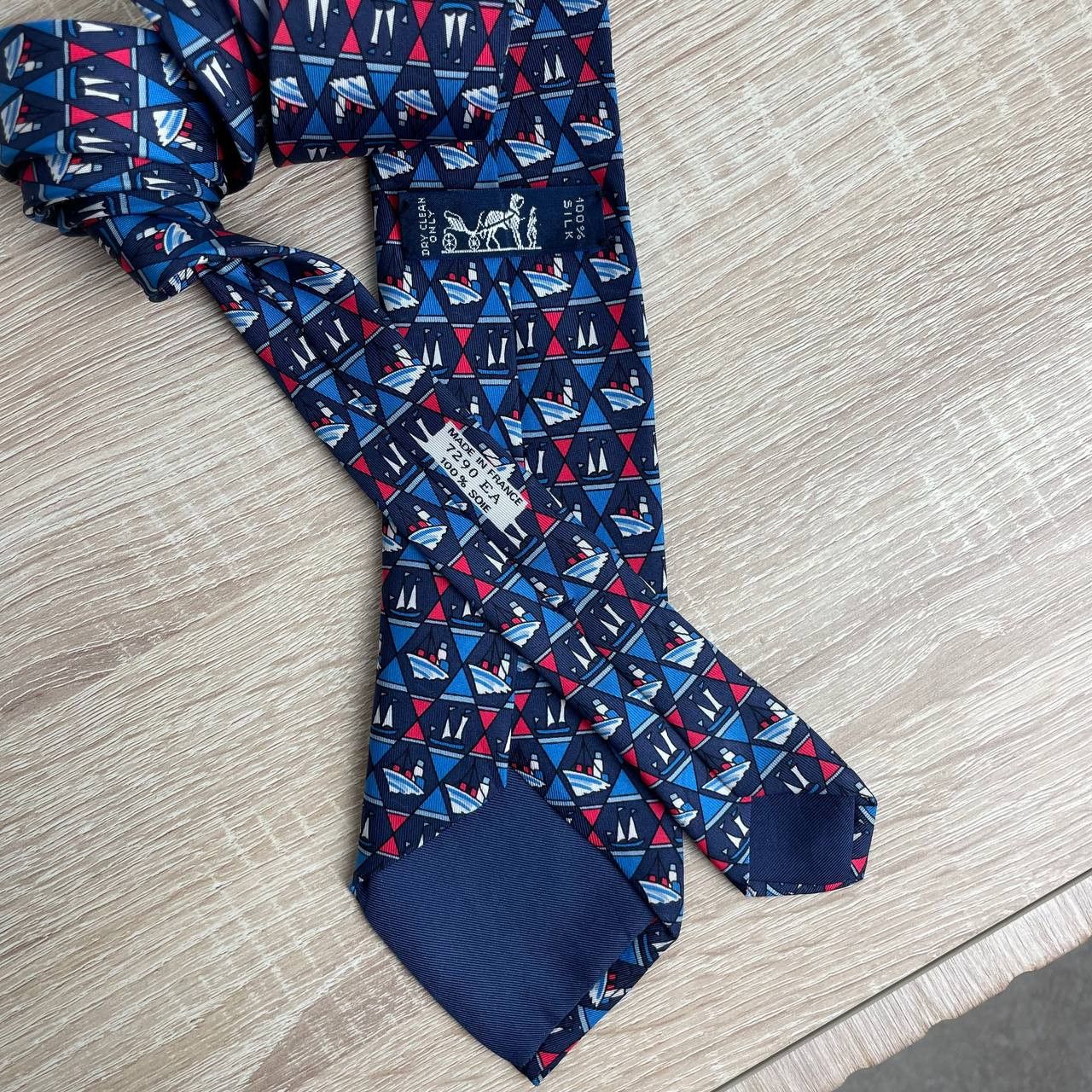 Hermes Hermes Paris Silk Tie 7290 EA Ships Blue Size ONE SIZE - 4 Thumbnail