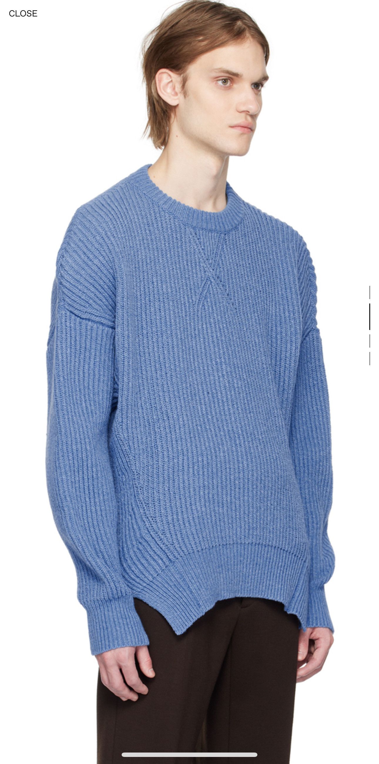 Jil Sander Blue Ribbed Knit Heavyweight Sweater sz 50 Size US L / EU 52-54 / 3 - 2 Thumbnail