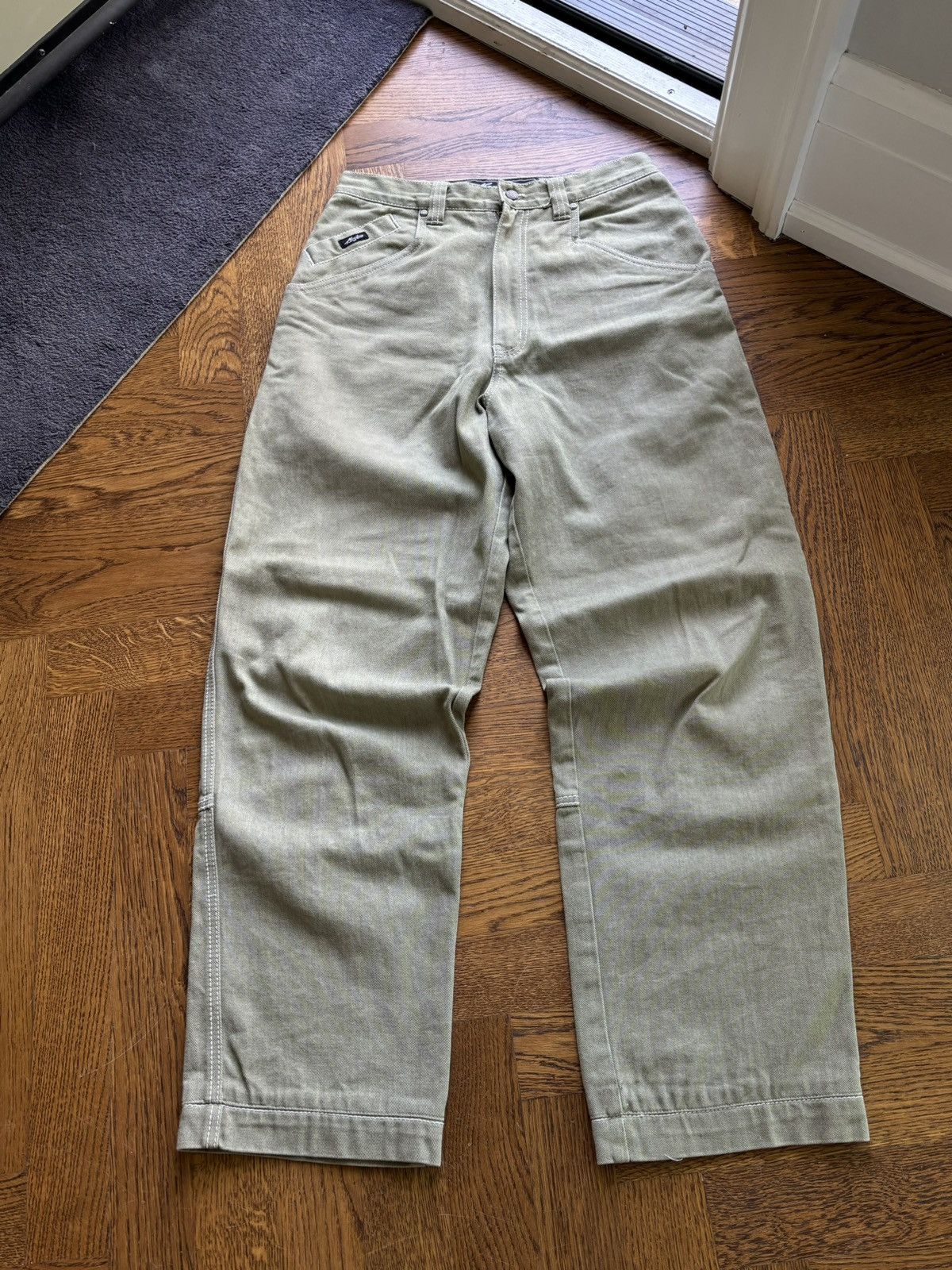 Karl Kani × Vintage 1990s Karl Kani Jeans Vintage Baggy Green Denim Tupac Rap 30 Size US 29 - 4 Thumbnail