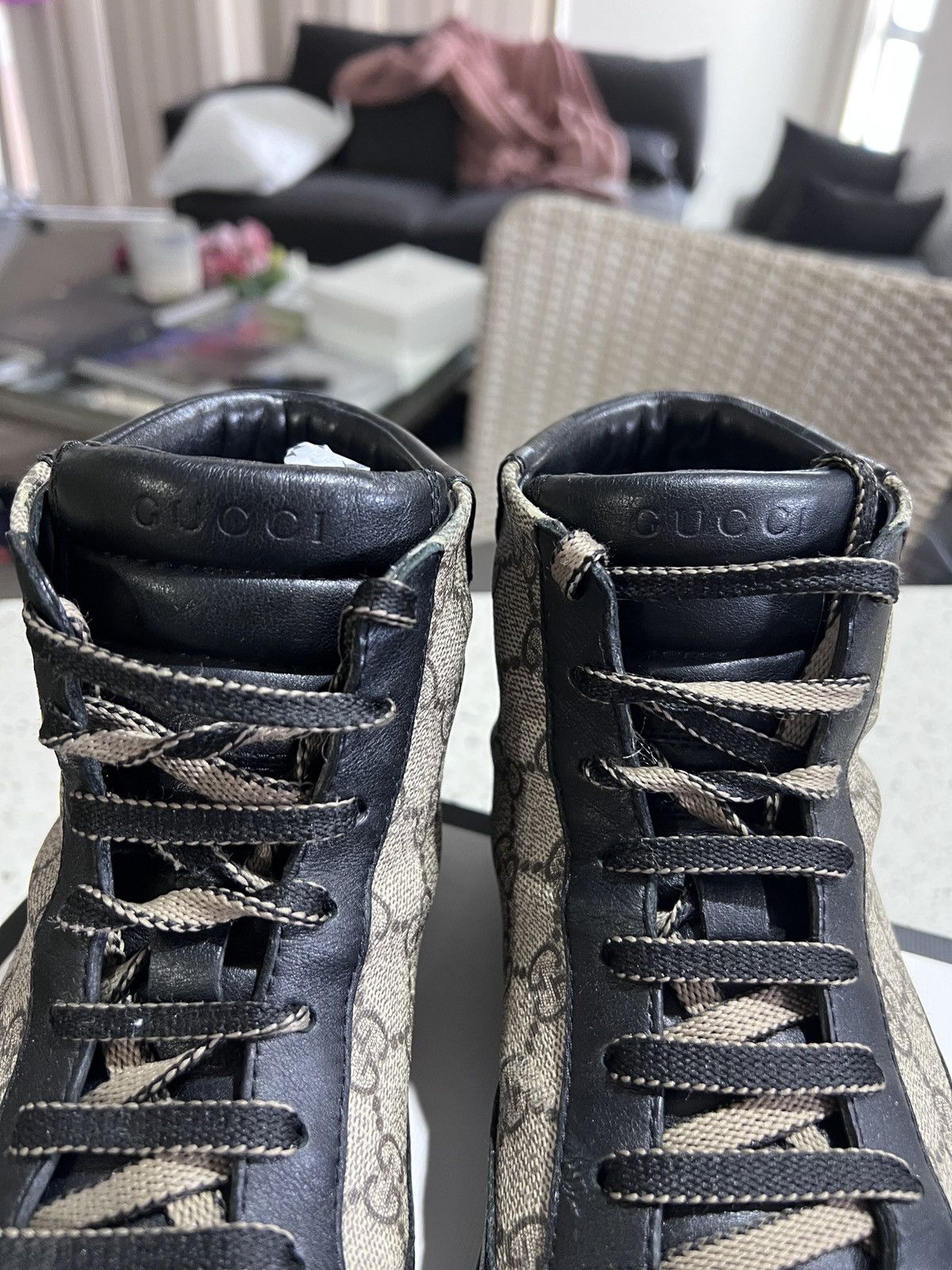 Gucci GG Supreme High Top ‘Black Tan Brown’ Sneakers Boots 386740 Size US 7.5 / EU 40-41 - 7 Thumbnail