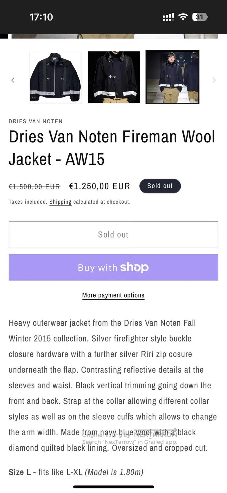 Dries Van Noten DRIES VAN NOTEN Fireman aircraft buckle wool jacket Size US L / EU 52-54 / 3 - 9 Thumbnail