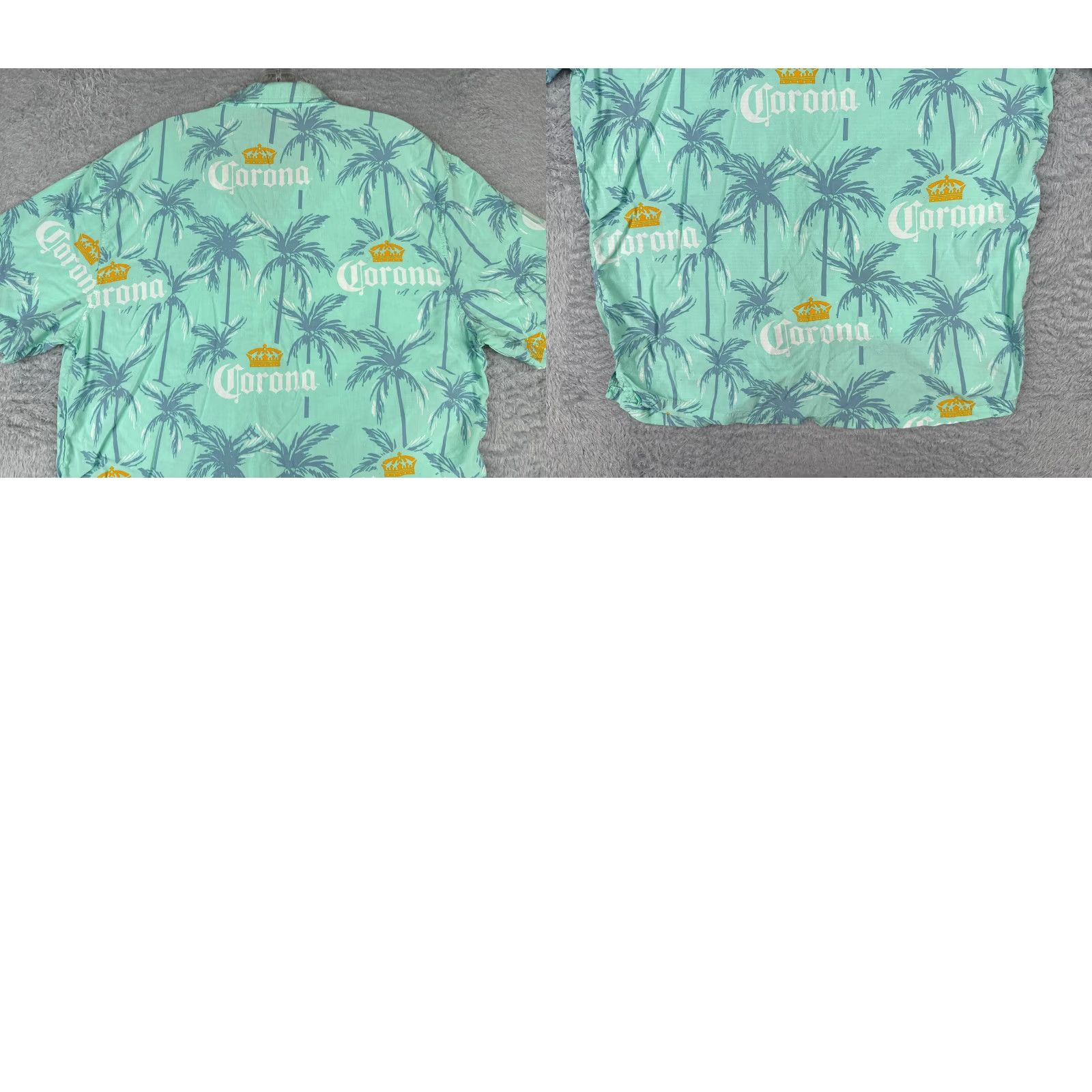 Vintage Corona Shirt Men Large Blue Palm Tree Logo All Over Print Hawaiian 100% Rayon Size US L / EU 52-54 / 3 - 9 Thumbnail