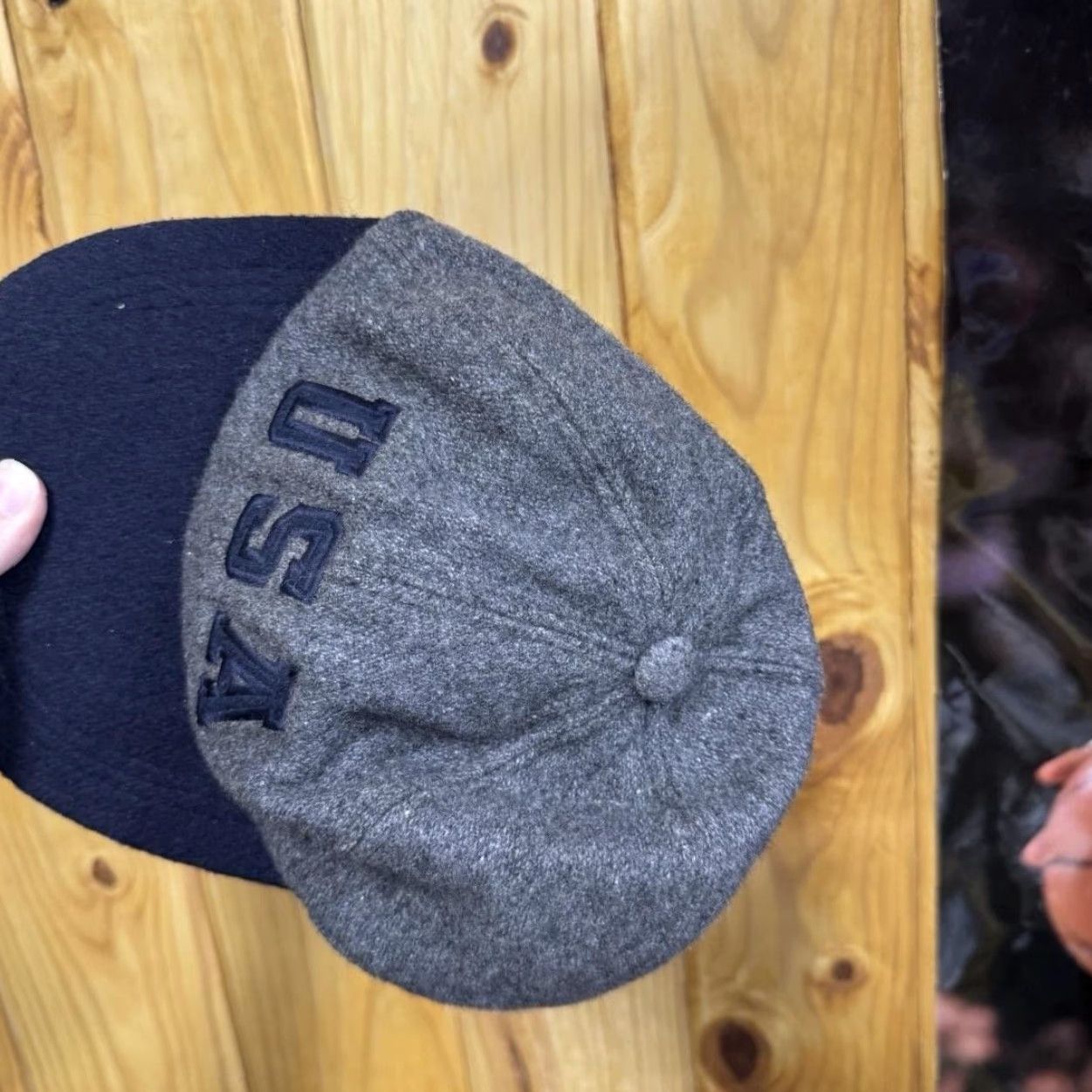 Vintage VINTAGE USA Hat Cap Strap Back Mens Gray Navy Wool Baseball Embroidered Style Size ONE SIZE - 5 Thumbnail