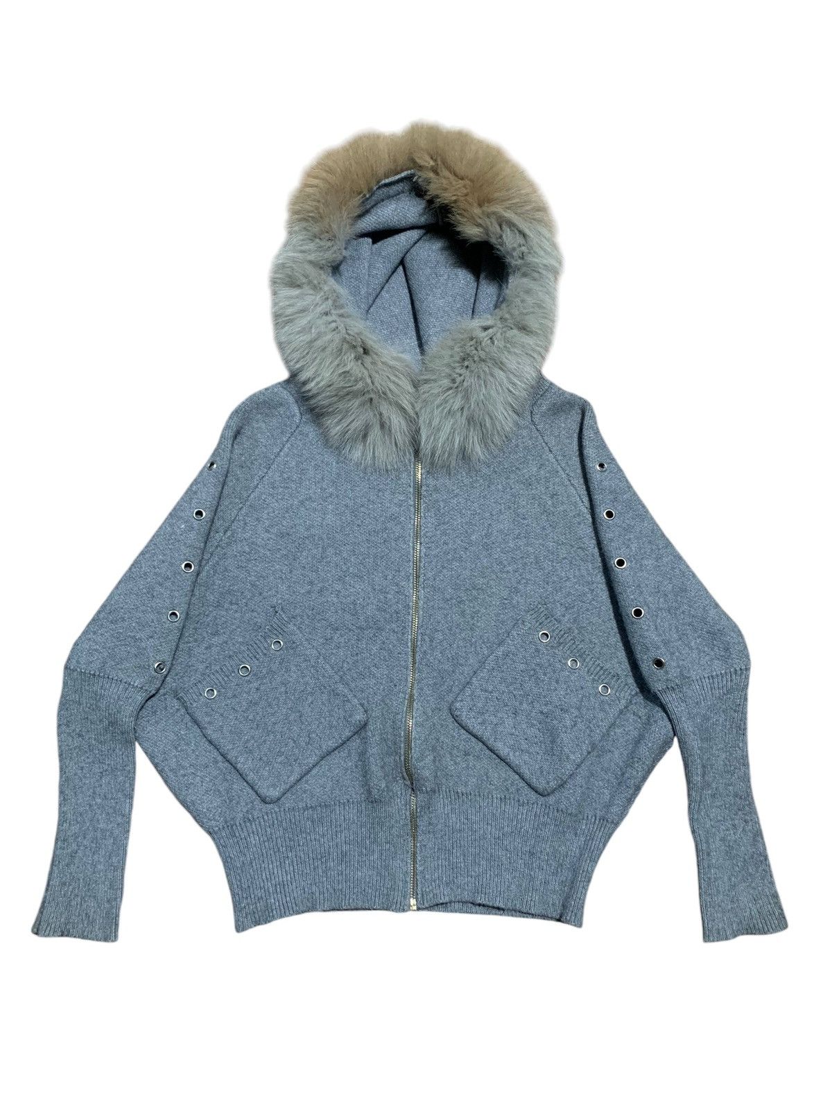 14th Addiction Japanese heavyweight knit eyelet batwing fur hoodie Size US L / EU 52-54 / 3 - 1 Thumbnail