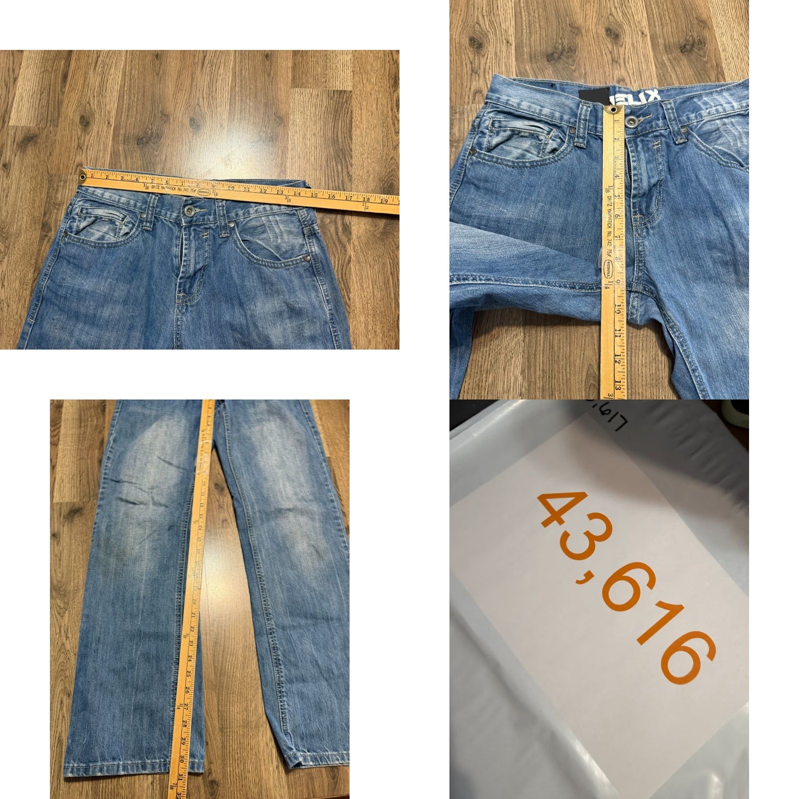 Denime Helix Jeans Men's Size 30 Blue Denim Relaxed Fit Straight Leg Mid Rise Jeans Size US 30 / EU 46 - 8 Thumbnail