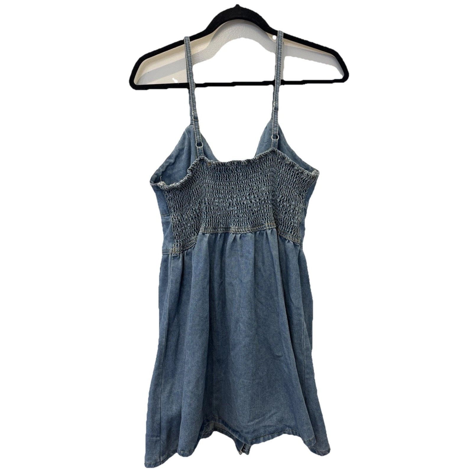 Shein SHEIN Denim Mini Dress XL Blue Button Front Bow Tie Size XL / US 12-14 / IT 48-50 - 2 Thumbnail