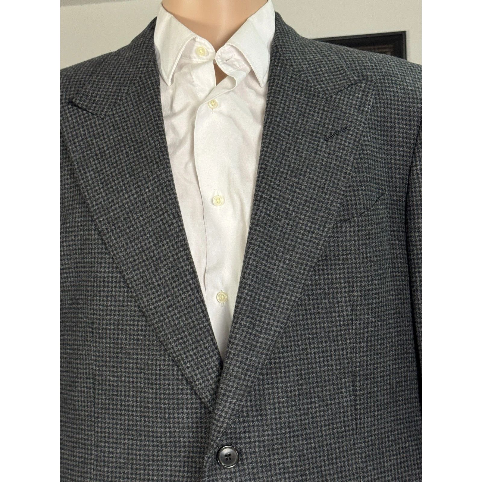 Tom Ford Tom Ford Gray Houndstooth Tweed Peak Lapel Sportcoat 54 44R Size 44R - 4 Thumbnail