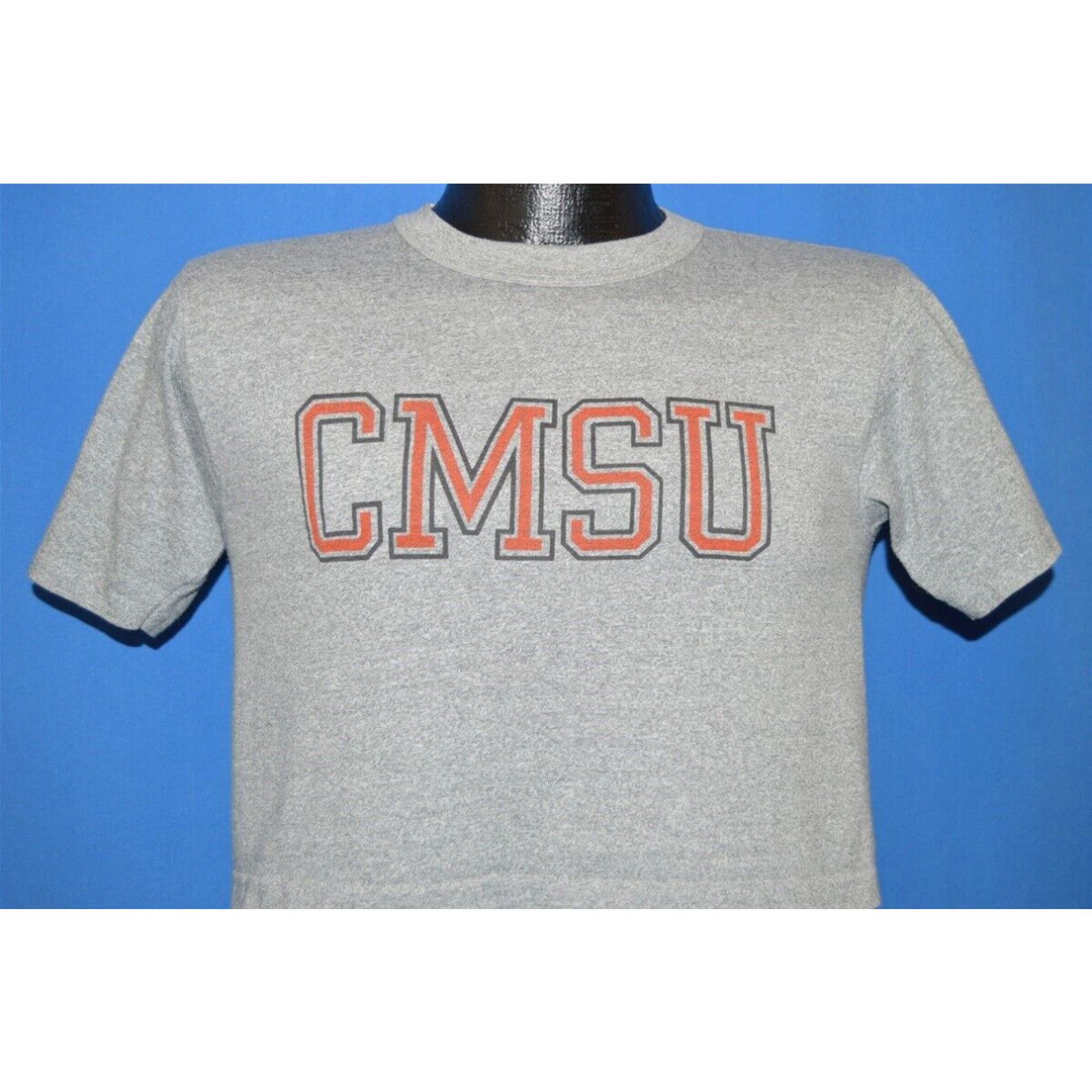 Image of Vintage VTG 80's Cmsu Central Missouri State University Cropped Gray Heathered T-Shirt S in White (