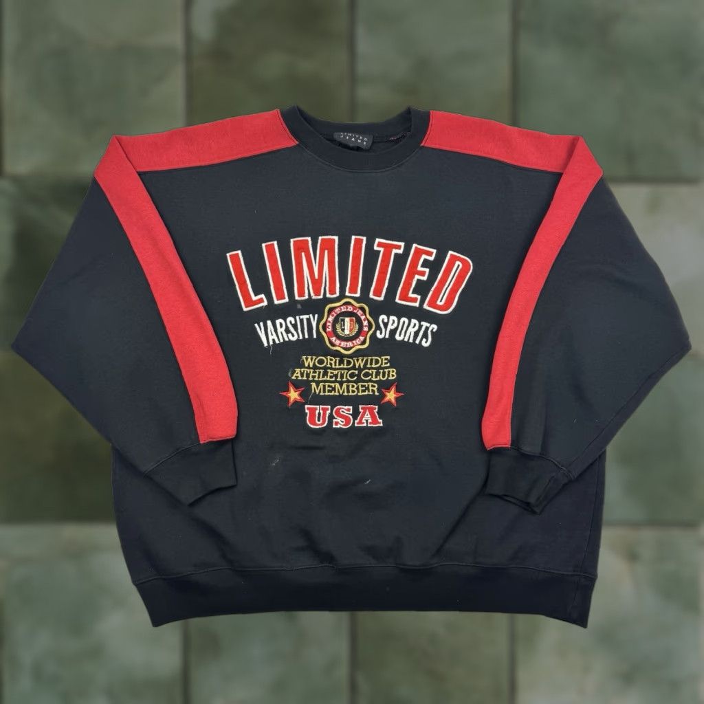 Vintage VINTAGE The Limited Sweatshirt Womens M Black Embroidered Patches 90s 90s Event Activewear Crew Neck Pullover Size M / US 6-8 / IT 42-44 - 1 Thumbnail