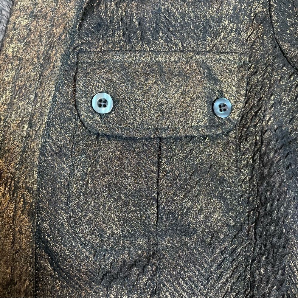 Chicos New Chico's Sheer Dark Green Metallic Lightweight Jacket Si Size S / US 4 / IT 40 - 9 Thumbnail