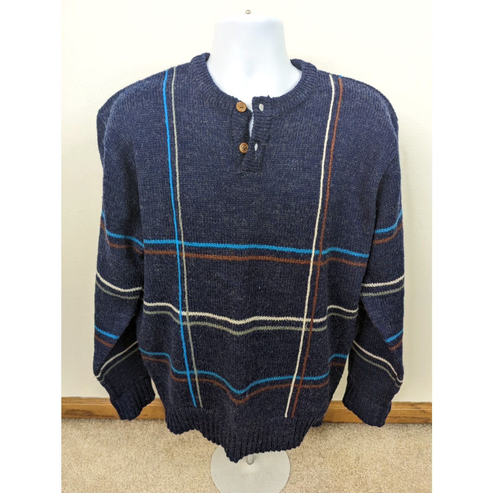 Vintage VINTAGE Willow Bay Plaid Wool Blend Henley Sweater Purple Men's XL S12 Knit Crew Neck Long Sleeve Shirt? Size US XL / EU 56 / 4 - 2 Thumbnail