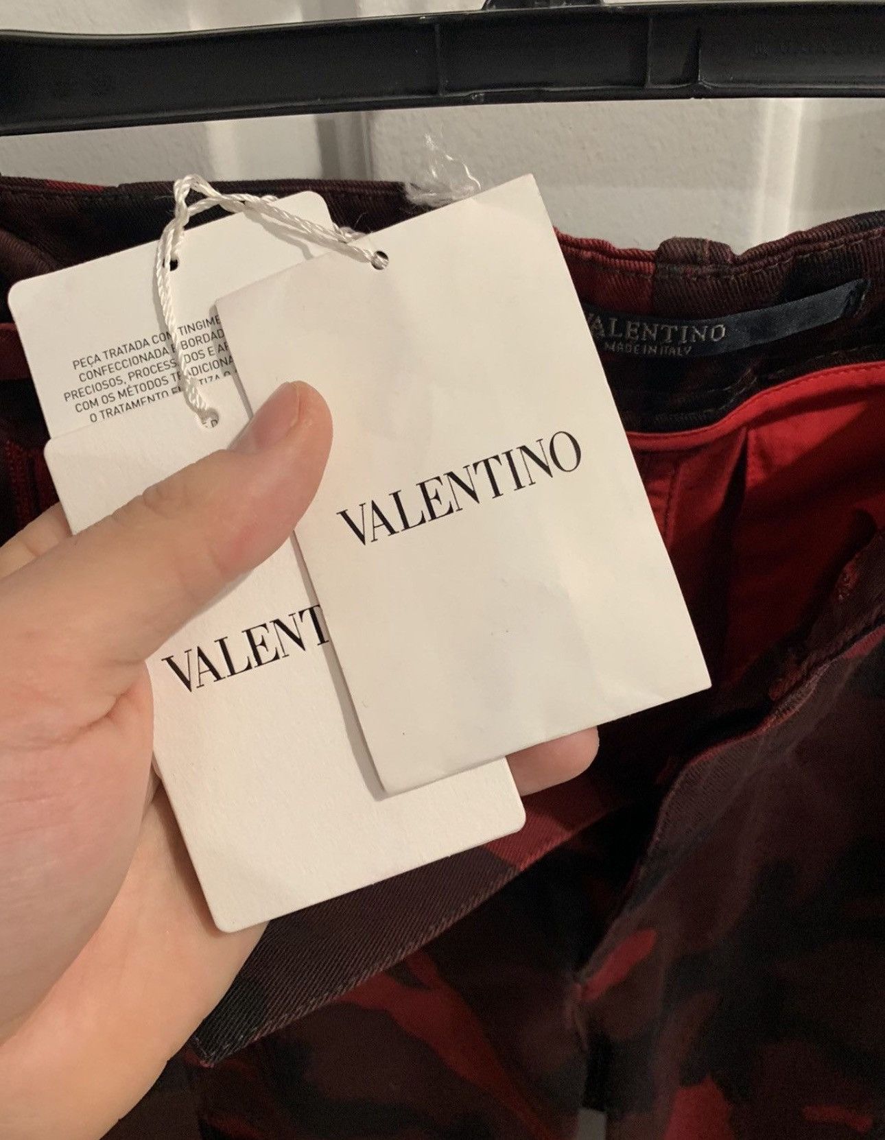 VALENTINO Red Camouflage Cargo Pants