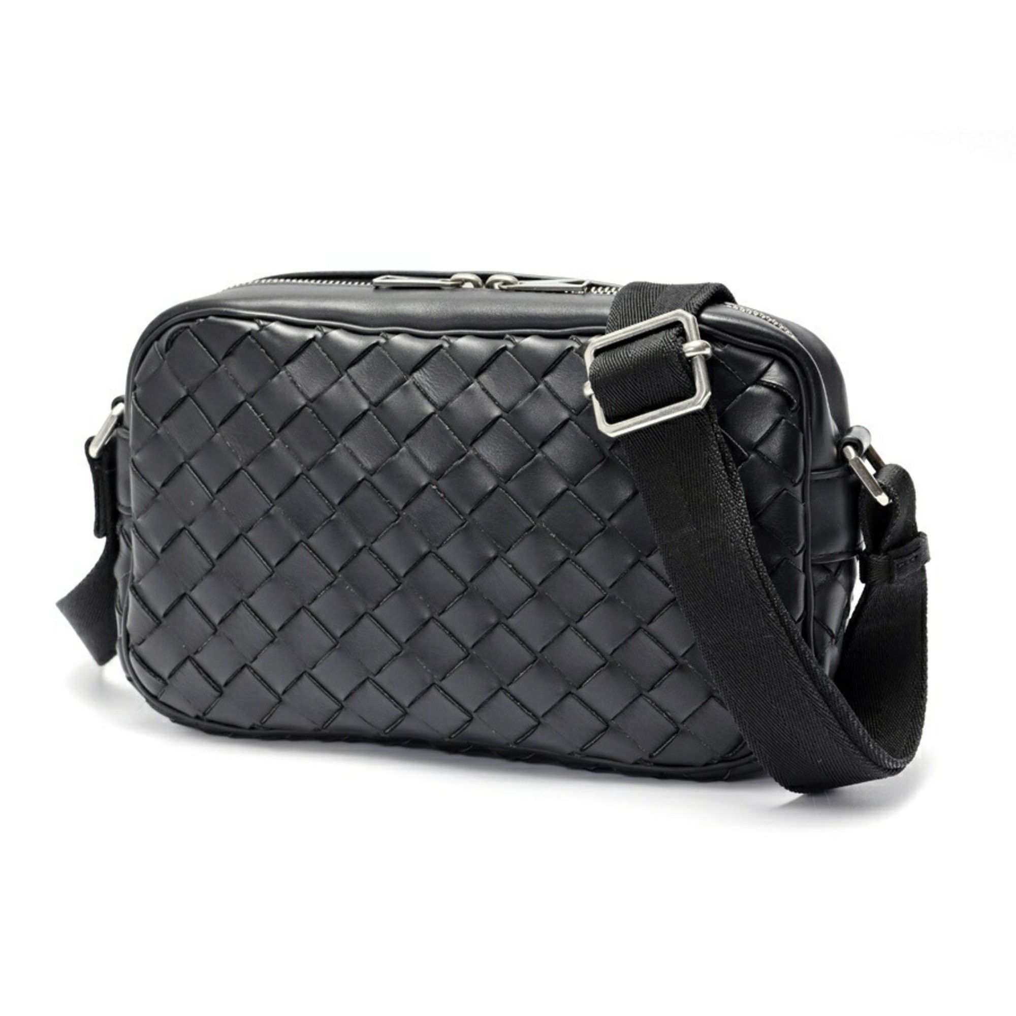 Bottega Veneta Small Intrecciato Camera Bag Shoulder 710048 Leather Black S-158361, Women's