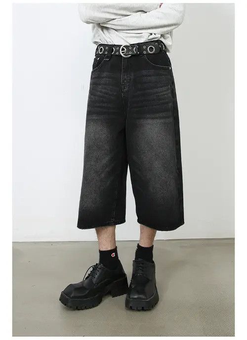 Japanese Brand × Jean Black Washed Vintage Straight Denim Shorts Size US 32 / EU 48 - 2 Thumbnail