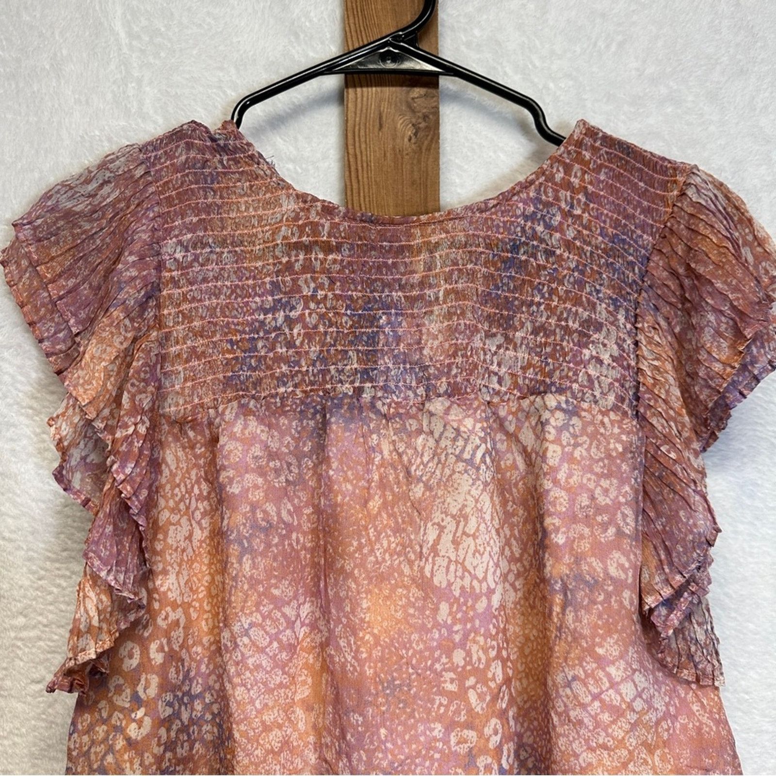 BB Dakota BB Dakota Dreams Are Made Of Tie Dye Short Sleeve Ruffle Top Size M / US 6-8 / IT 42-44 - 4 Thumbnail