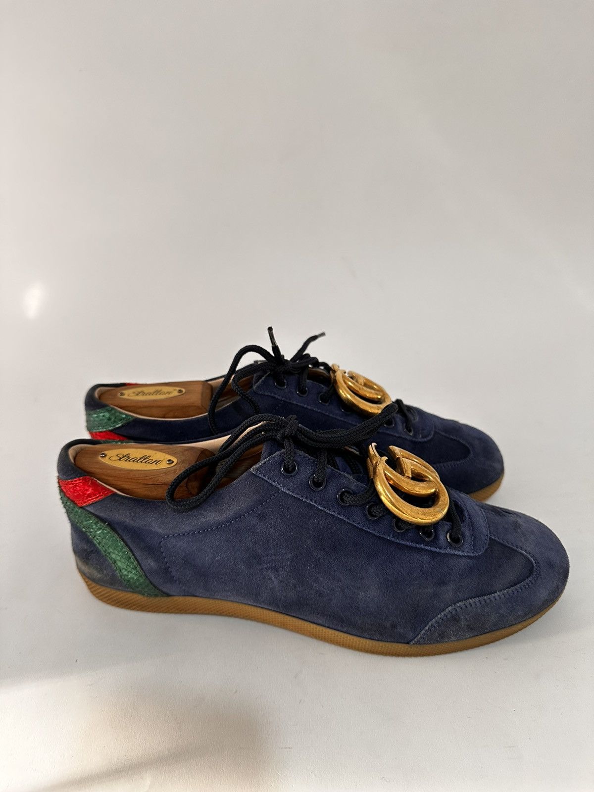 Gucci Gucci G74 GG Blue Suede Low Top Sneakers Size US 9.5 / EU 42-43 - 3 Thumbnail