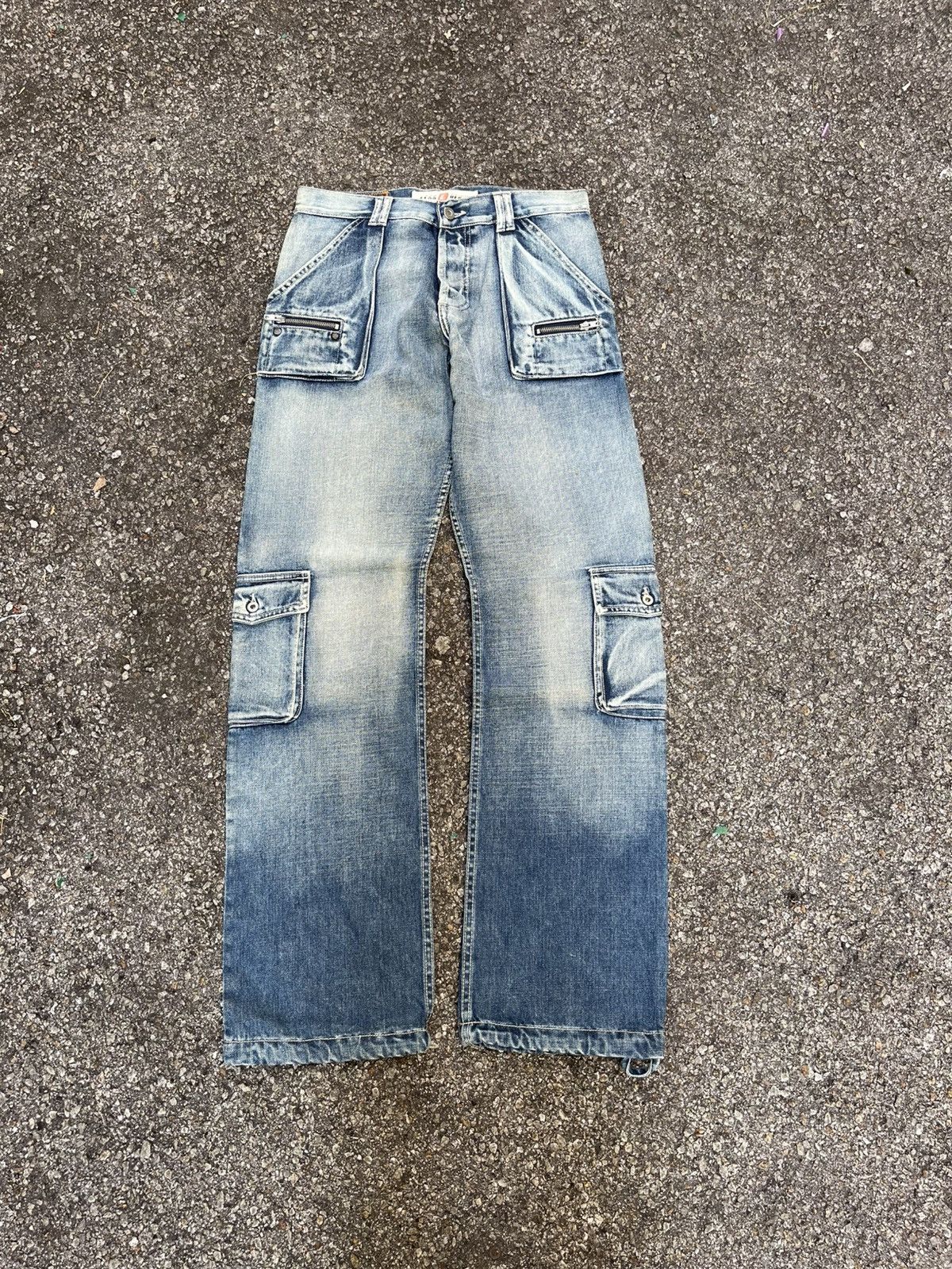 If Six Was Nine Cargo Jeans Multi Pocket Faded Washed Blue Denim Pants Size US 30 / EU 46 - 1 Thumbnail