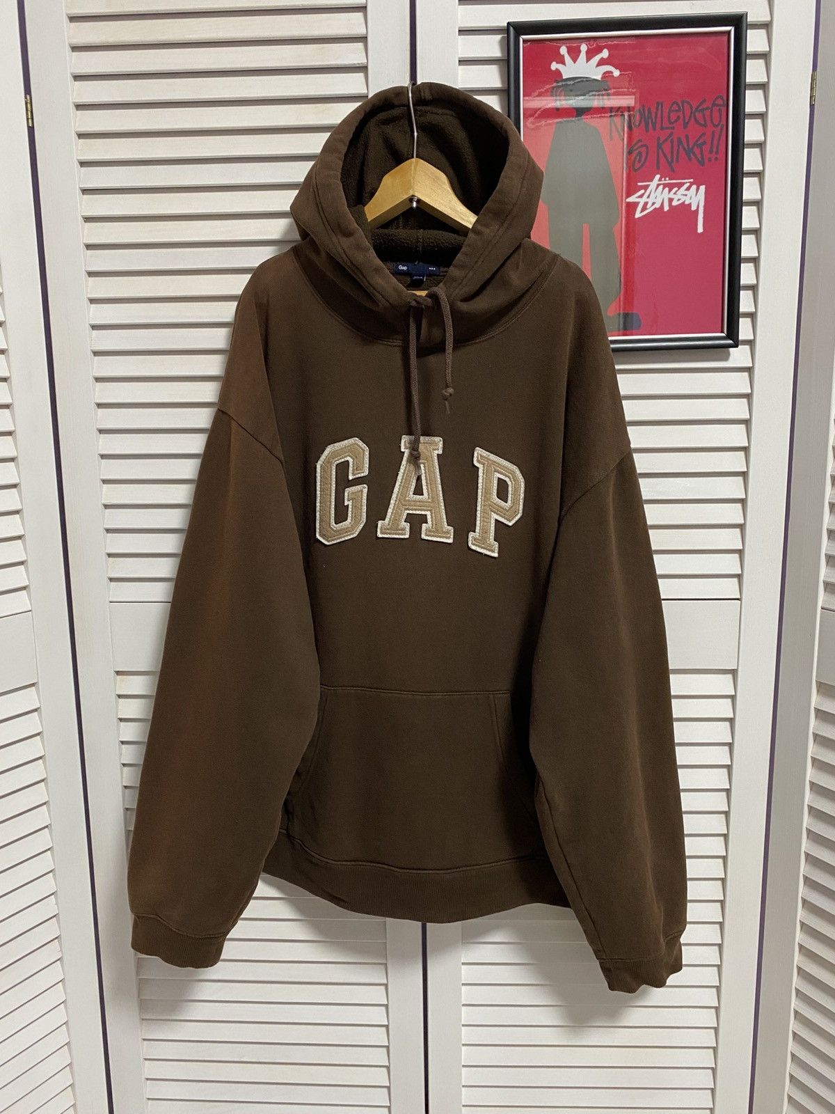 Vintage Hoodie Gap Brown Oversized Boxy Fit Workwear Burned