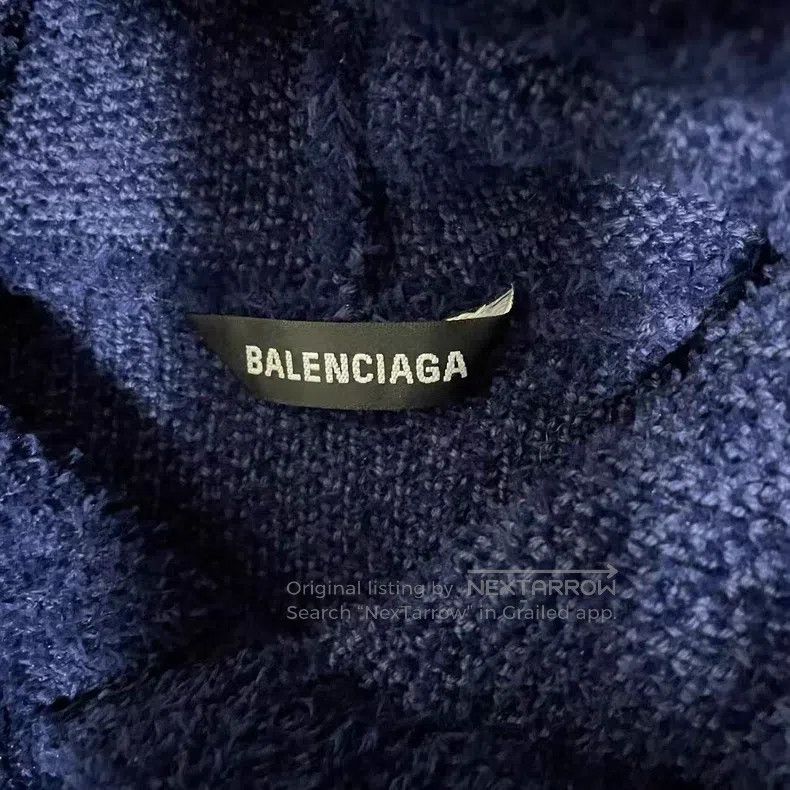 Balenciaga Balenciaga Furry Embroidered Knit Hooded Sweatshirt Size US L / EU 52-54 / 3 - 3 Thumbnail