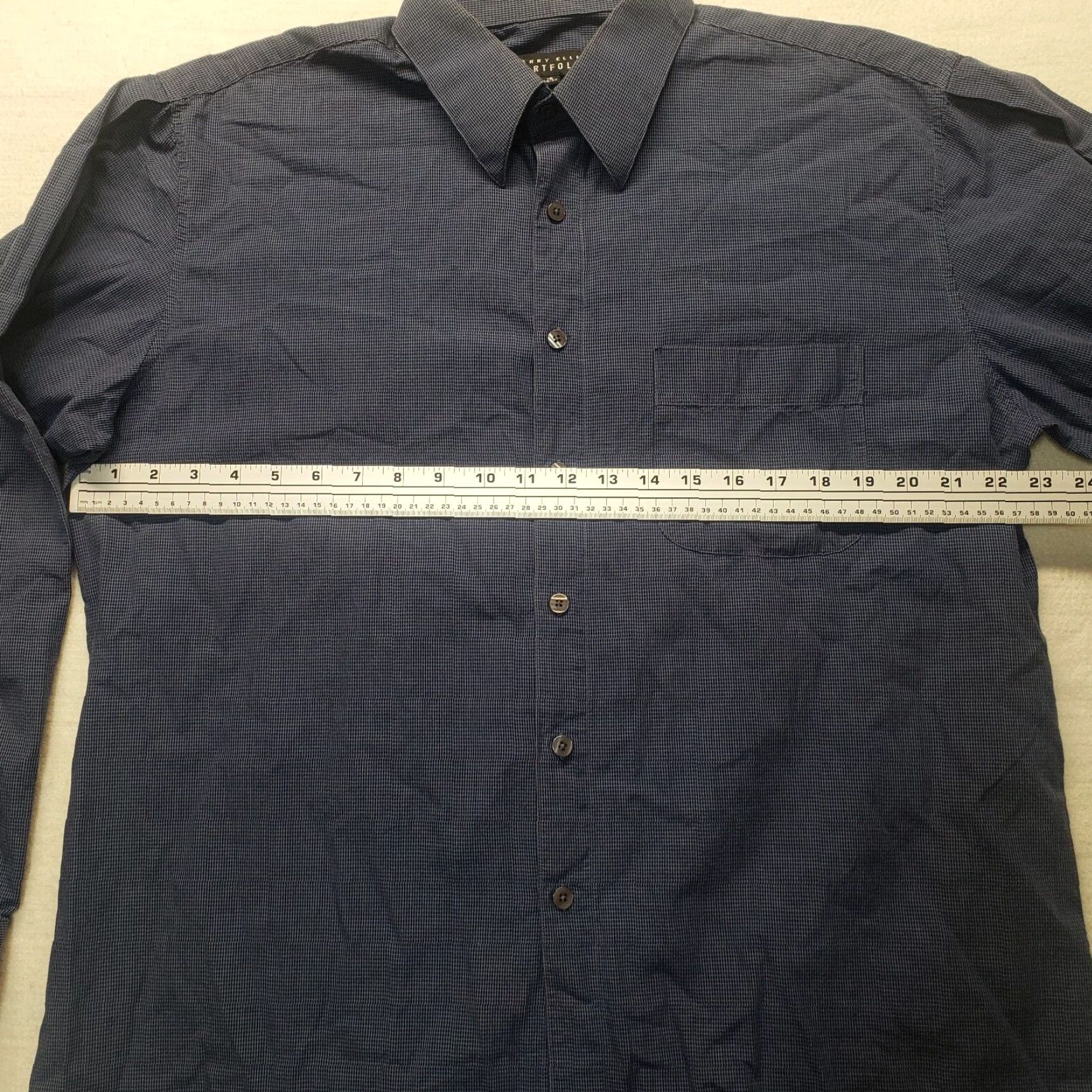 Perry Ellis Perry Ellis Blue Long Sleeve Button Up Shirt Adult Men Size 16 Color Blue 100% Cotton Button-Up Shirt Mens Regular Long Sleeve Check Size US L / EU 52-54 / 3 - 3 Thumbnail