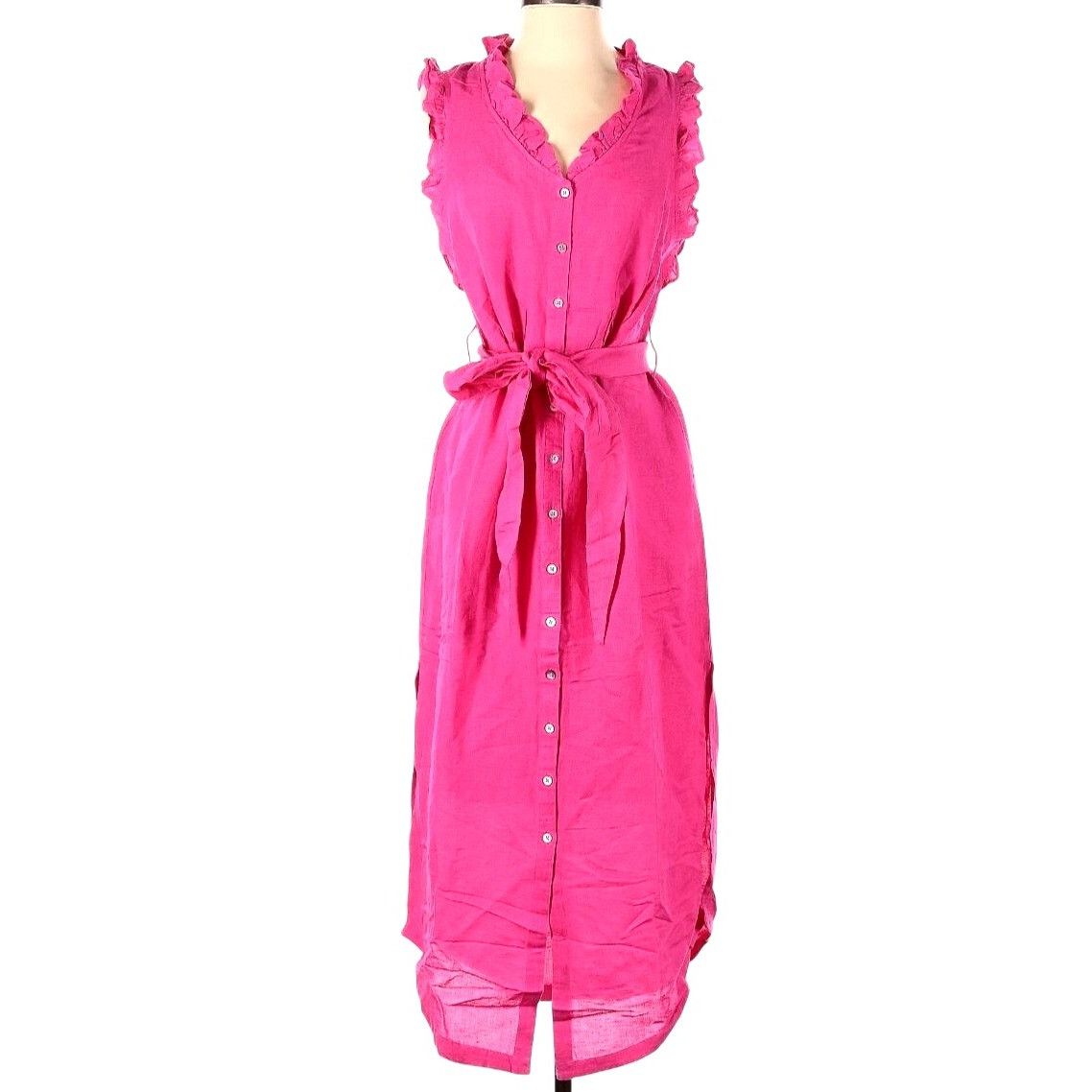 Designer NWT Sundance Catalog Antoniette Linen Dress Pink XS MSRP$148 Size XS / US 0-2 / IT 36-38 - 3 Thumbnail