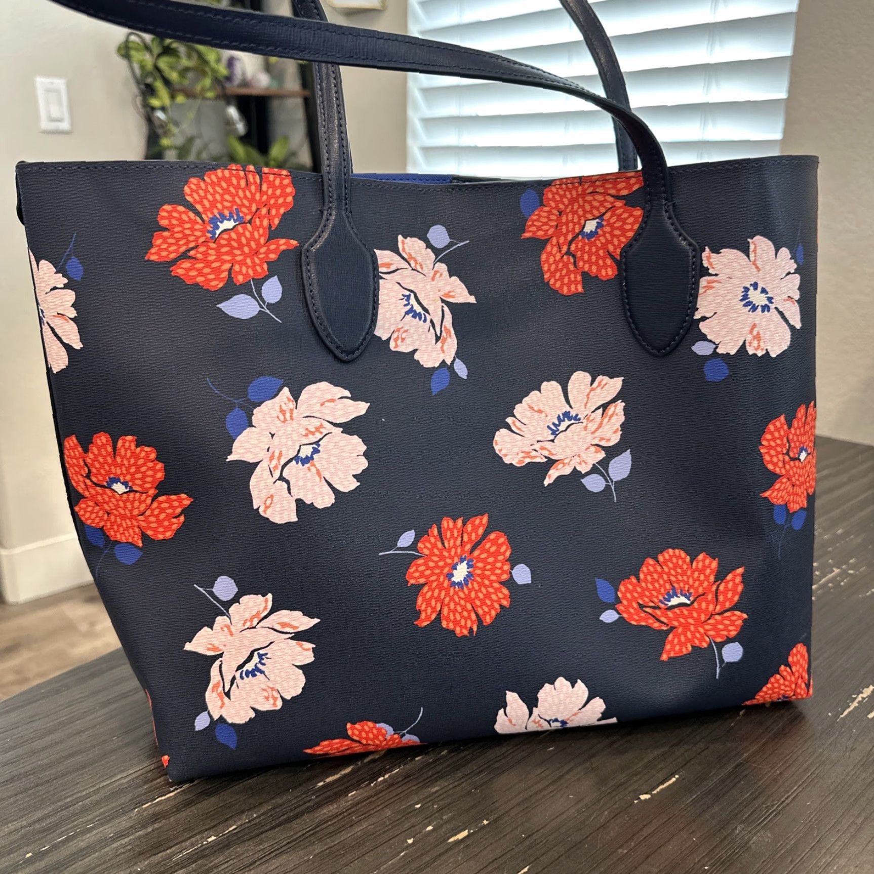 Vintage KATE SPADE Bleecker Dotty Floral Large Tote Parisian Navy Multi Women's Handbag Size ONE SIZE - 4 Thumbnail