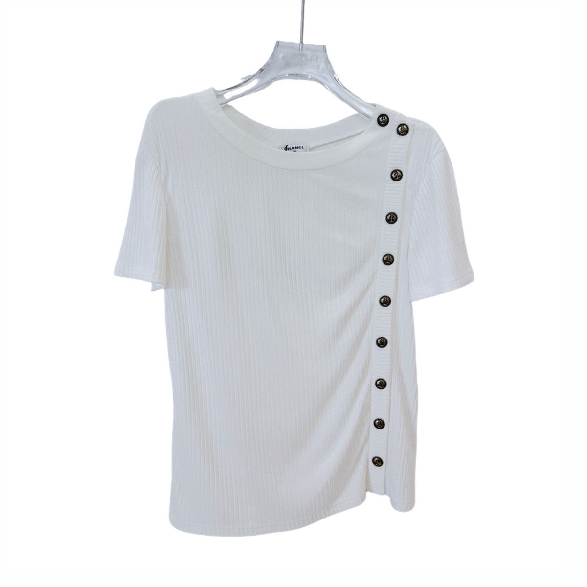 Chanel Chanel White Anchor Rivet Short Sleeve Knit T-shirt K26WX Size XXS / US 00 / IT 34 - 1 Thumbnail