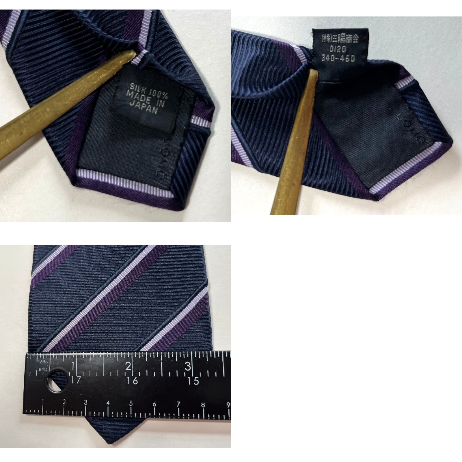 Vintage Epoca Uomo Silk Tie Striped Ribbed Navy Made in Japan Men’s Tie 100% Silk Length 58 1/2 Width 3 3/8" Classic Size ONE SIZE - 8 Thumbnail