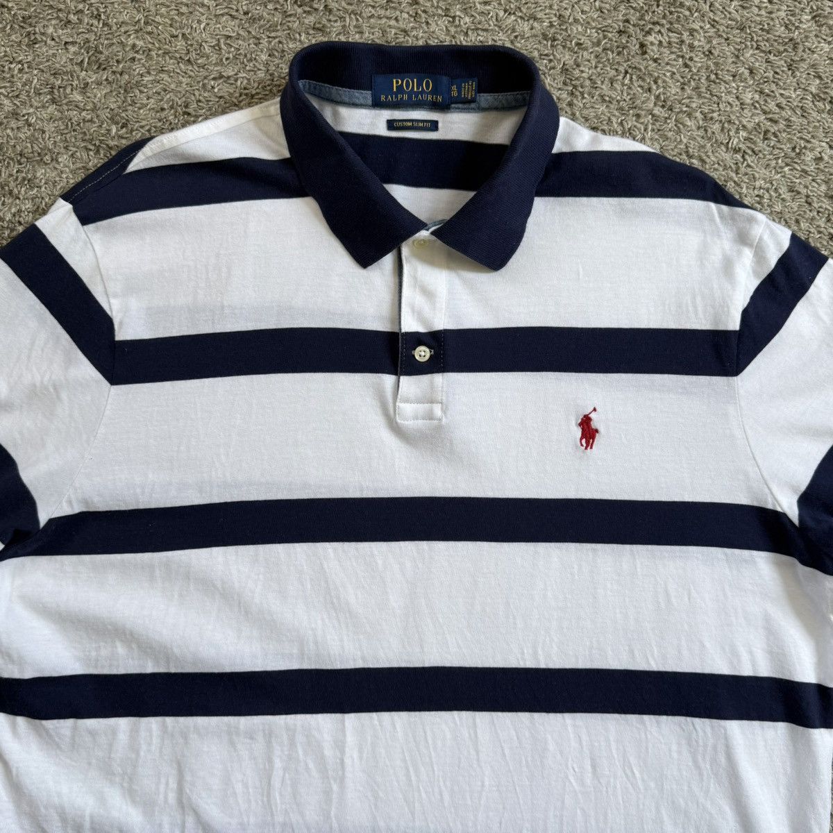 Polo Ralph Lauren 🔴Polo Ralph Lauren Shirt Size XL White Blue Stripes Pony Size US XL / EU 56 / 4 - 2 Thumbnail
