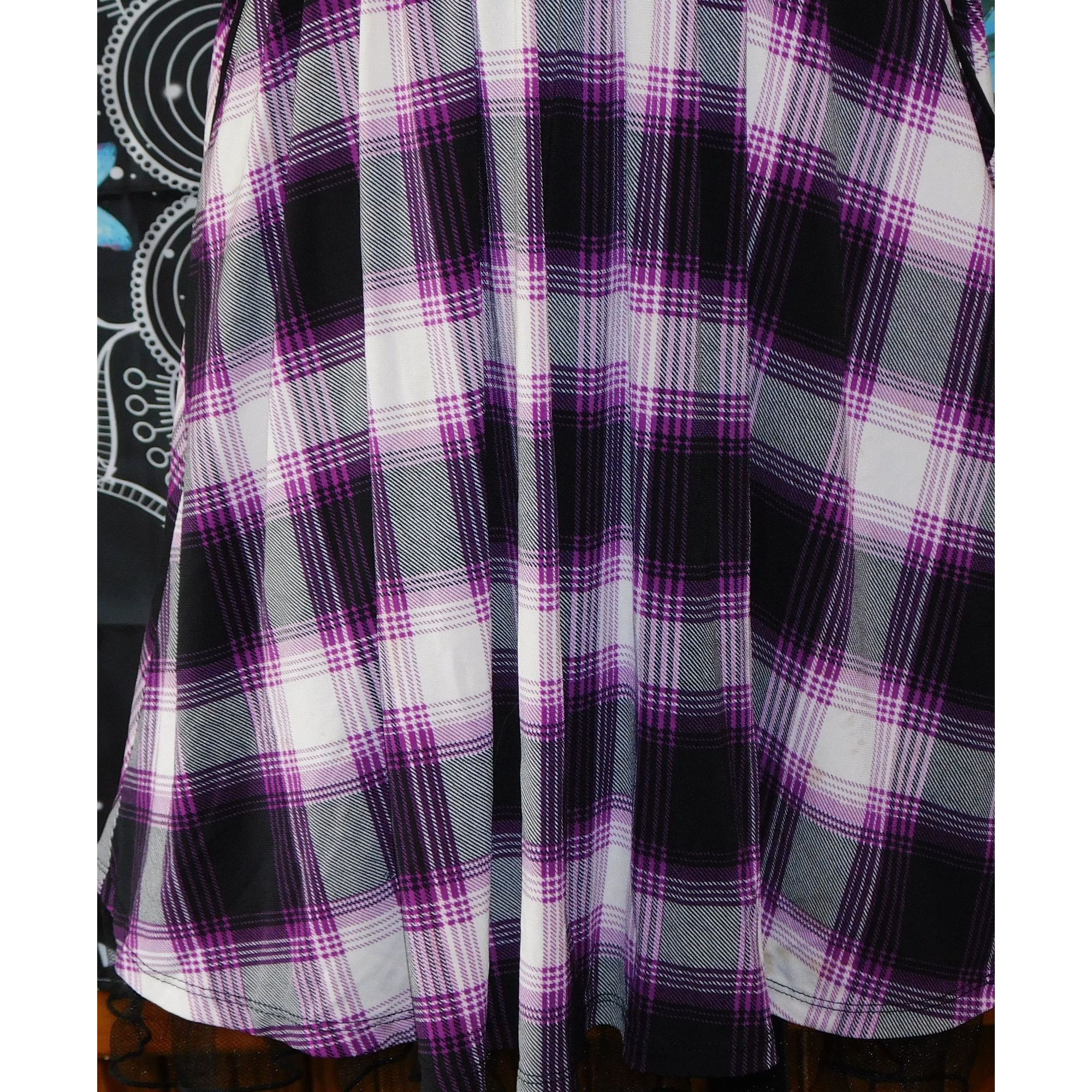 Other City Studio Gothic Purple And Black Plaid Mini Dress Size M / US 6-8 / IT 42-44 - 4 Thumbnail