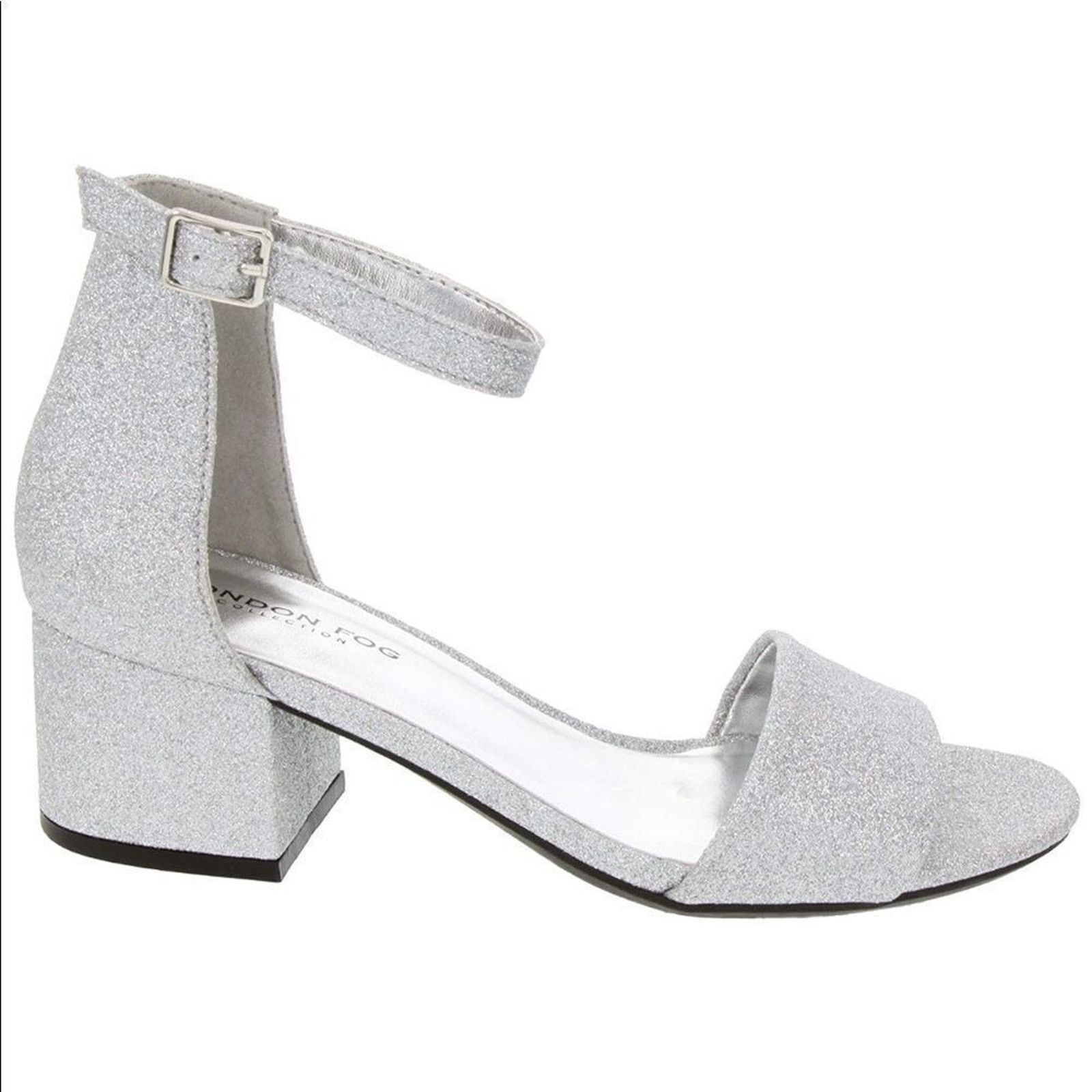 London Fog London Fog Block Heel Sandal sz 7.5 Silver NEW #8-X Size US 7.5 / IT 37.5 - 4 Thumbnail