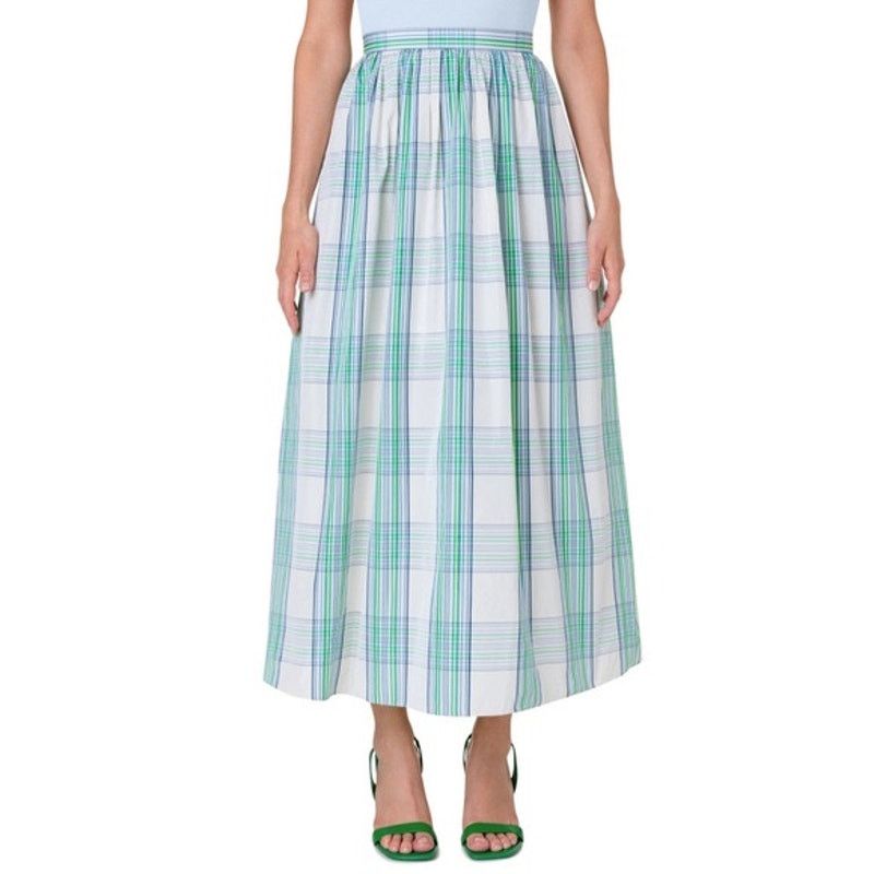 Akris Punto Check Print Midi Skirt Sz 4